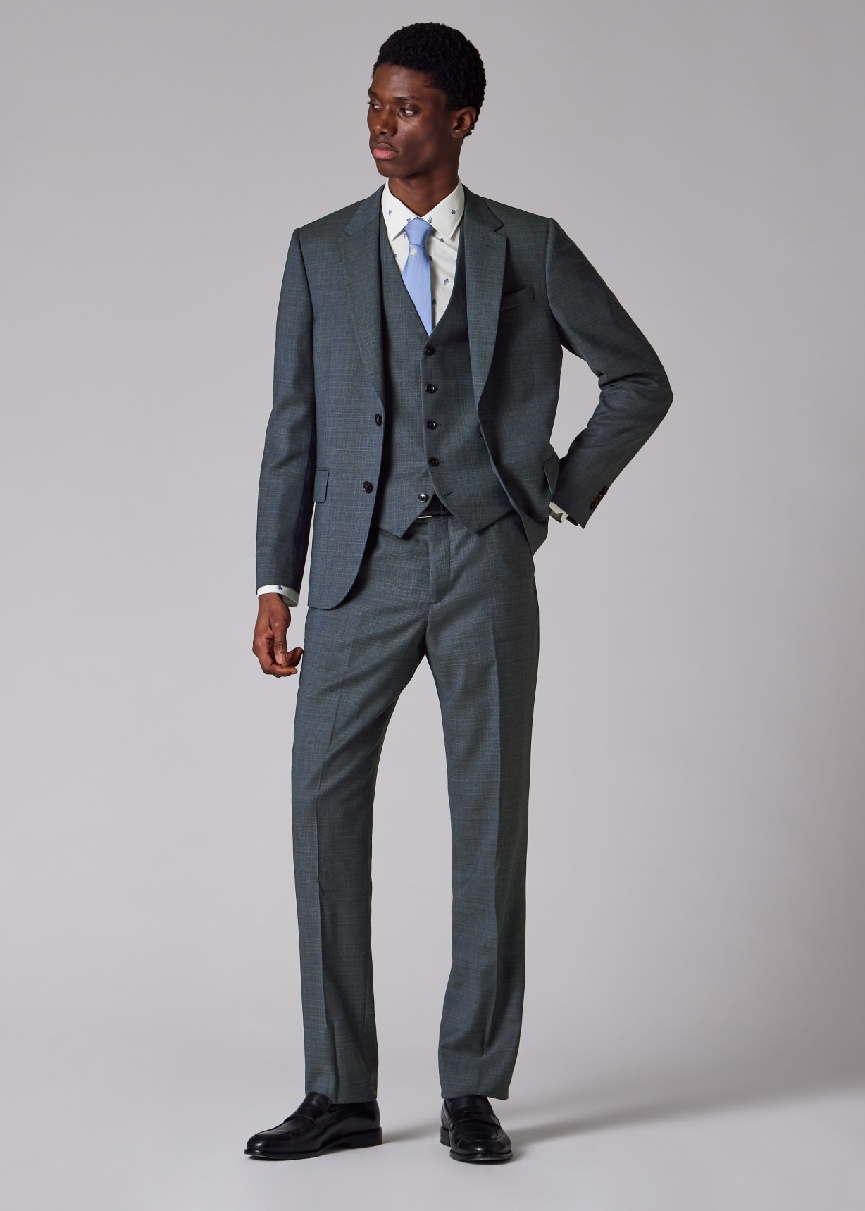 Men's Tailored-Fit Blue Superfine Merino Three-Piece Suit