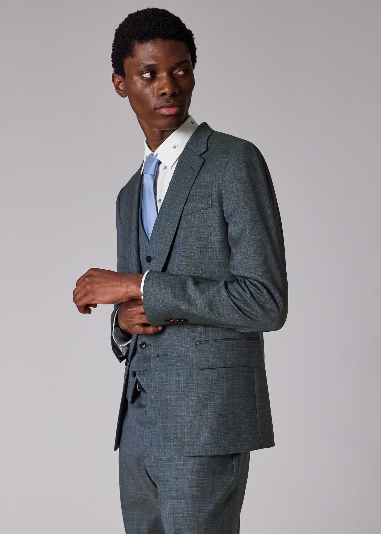 Men's Tailored-Fit Blue Superfine Merino Three-Piece Suit