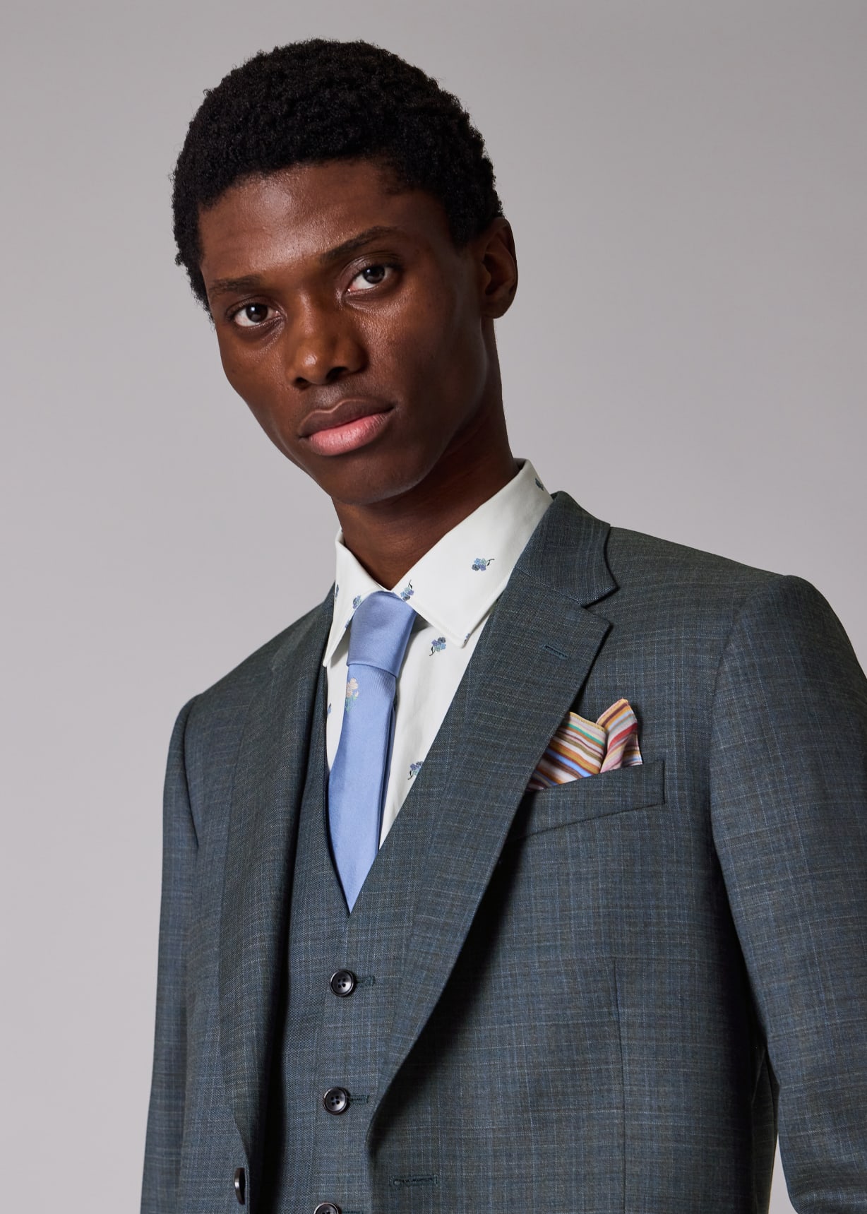 Men's Tailored-Fit Blue Superfine Merino Three-Piece Suit