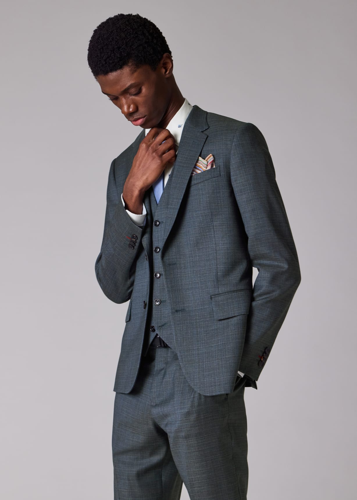 Men's Tailored-Fit Blue Superfine Merino Three-Piece Suit