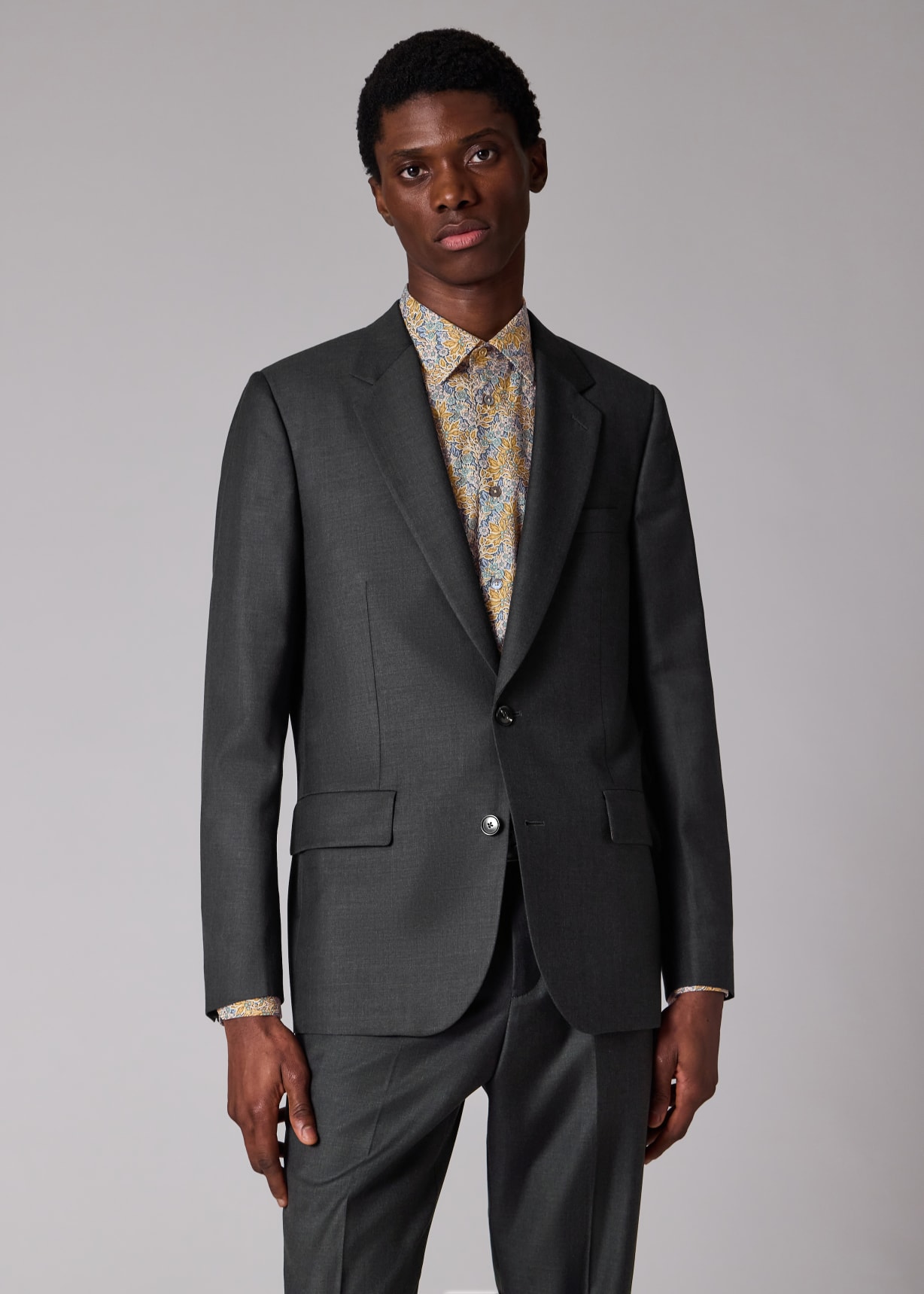 Men's Classic-Fit Black Sharkskin Wool Suit