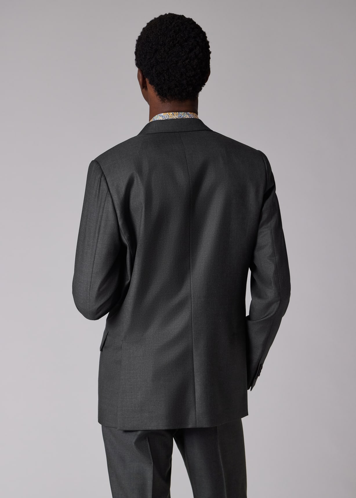 Men's Classic-Fit Black Sharkskin Wool Suit