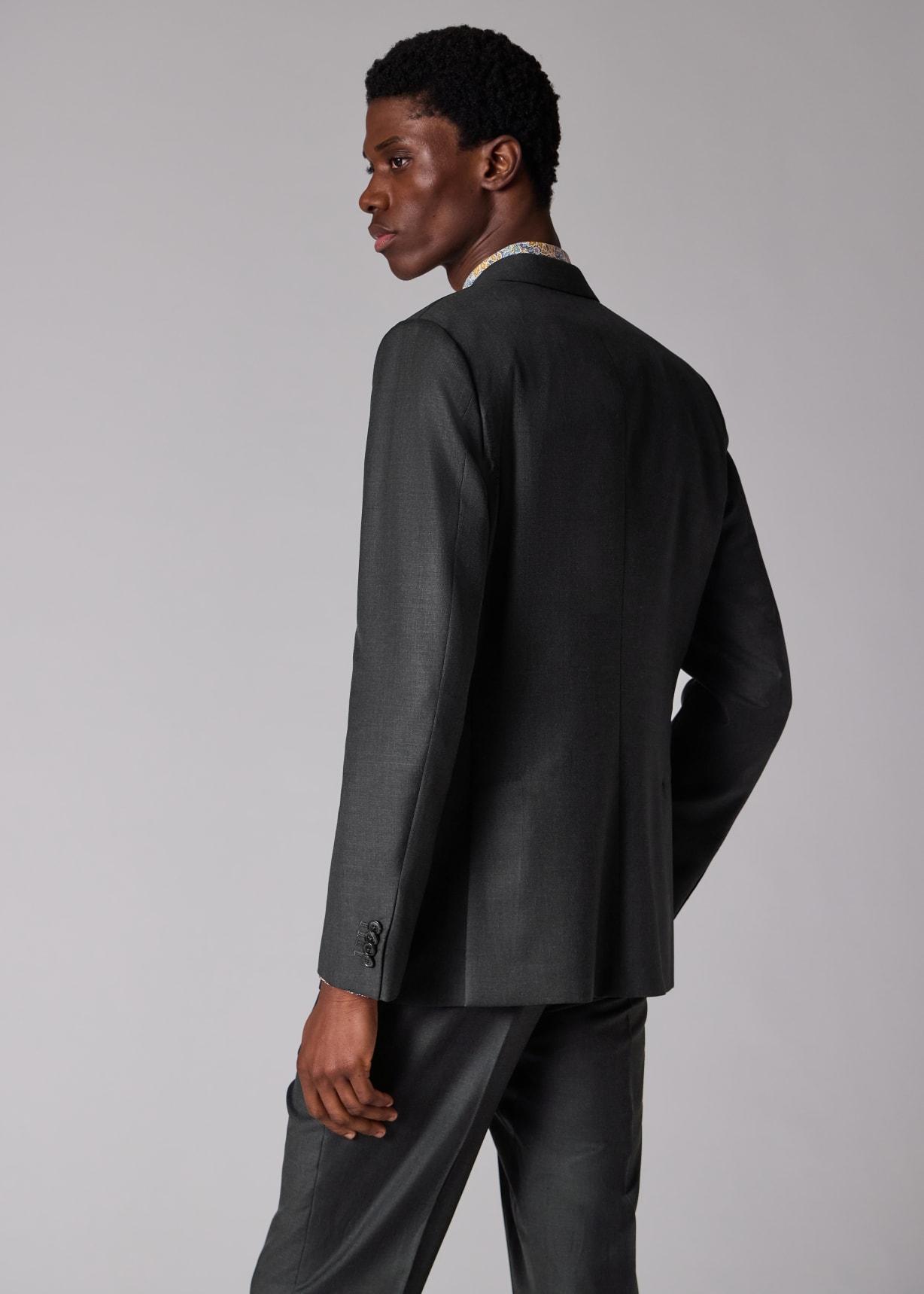 Men's Classic-Fit Black Sharkskin Wool Suit