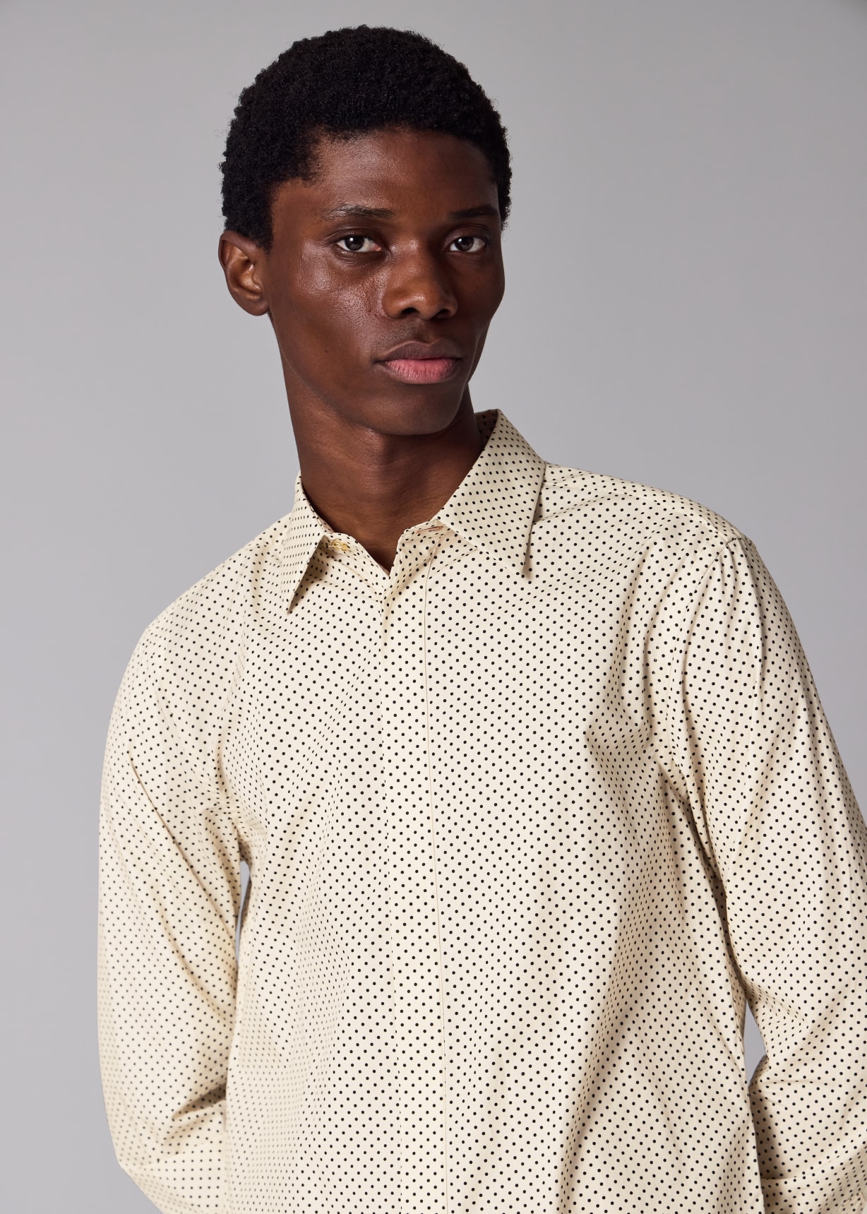 Paul smith シャツ ペーパードット Men's Slim-Fit Ecru Polka Dot Shirt