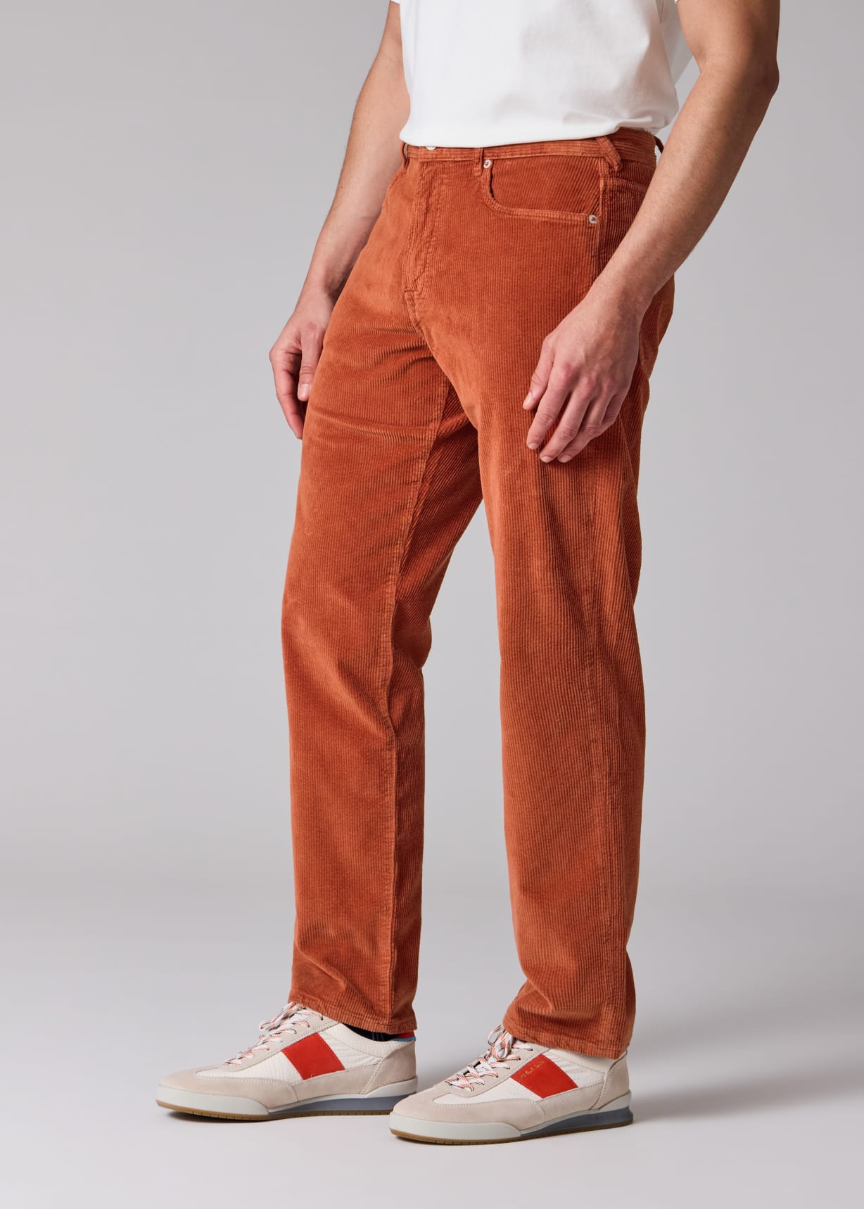 PS Paul Smith オレンジ コーデュロイ チノパン Men's Relaxed Tapered-Fit Rust Orange Corduroy Trousers