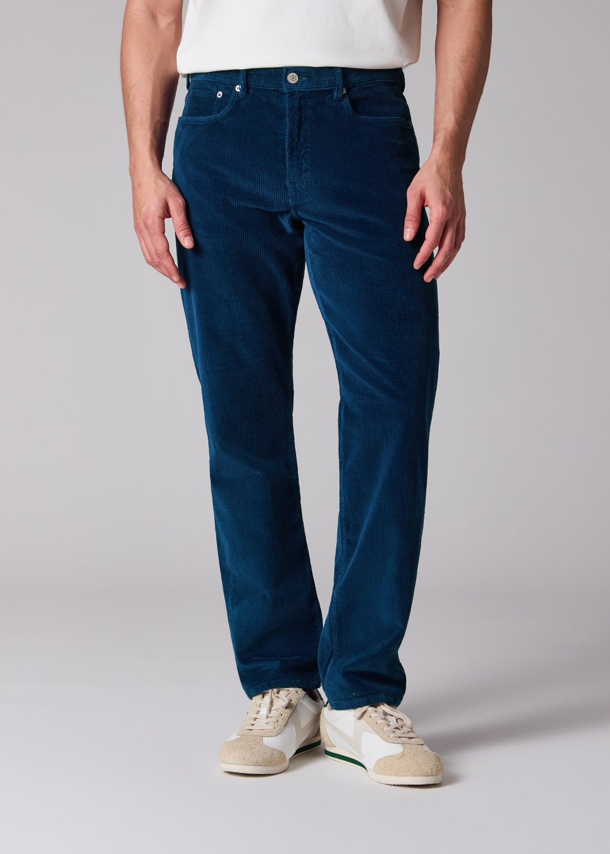 Men's Relaxed Tapered-Fit Dark Blue Corduroy Trousers