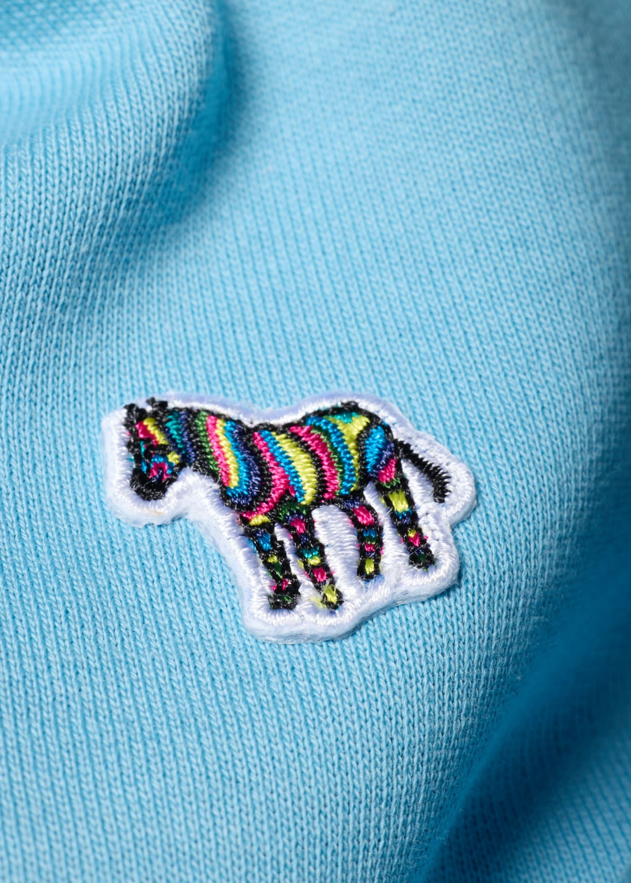 Men's Sky Blue Cotton Zip-Front Zebra Logo Hoodie