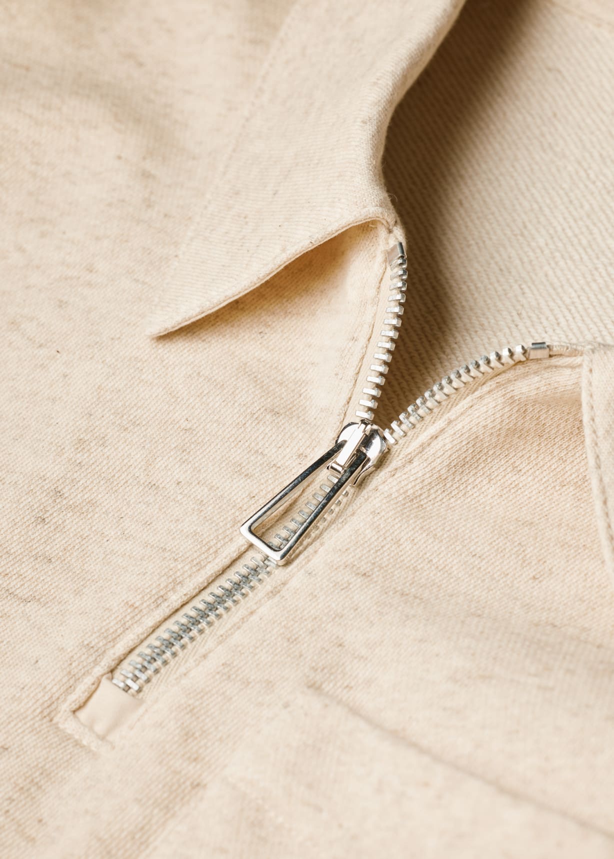 Men's Ecru Marl Quarter Zip Collar Sweatshirt