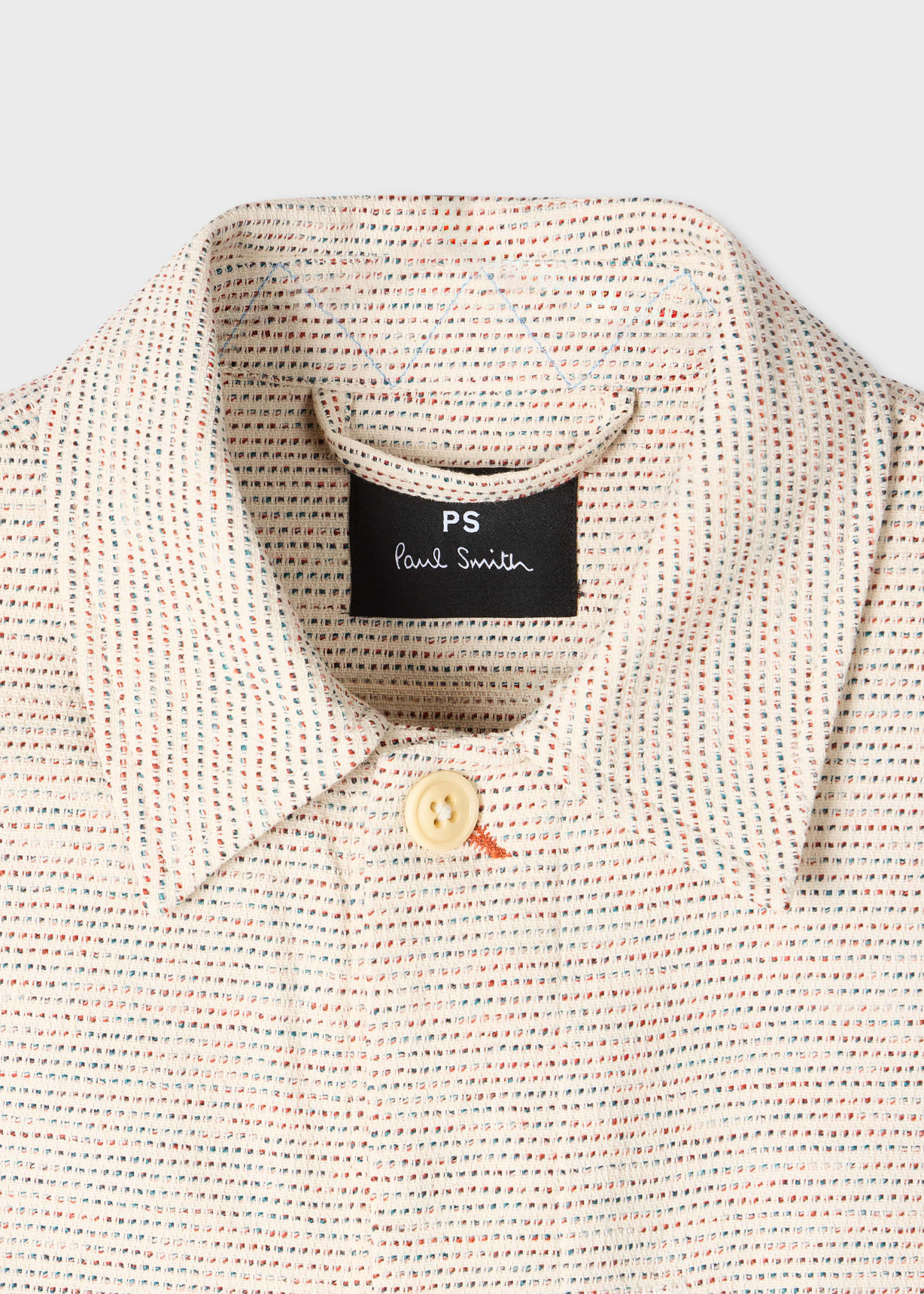 Men's Ecru Multi-Textured Cotton Work Jacket