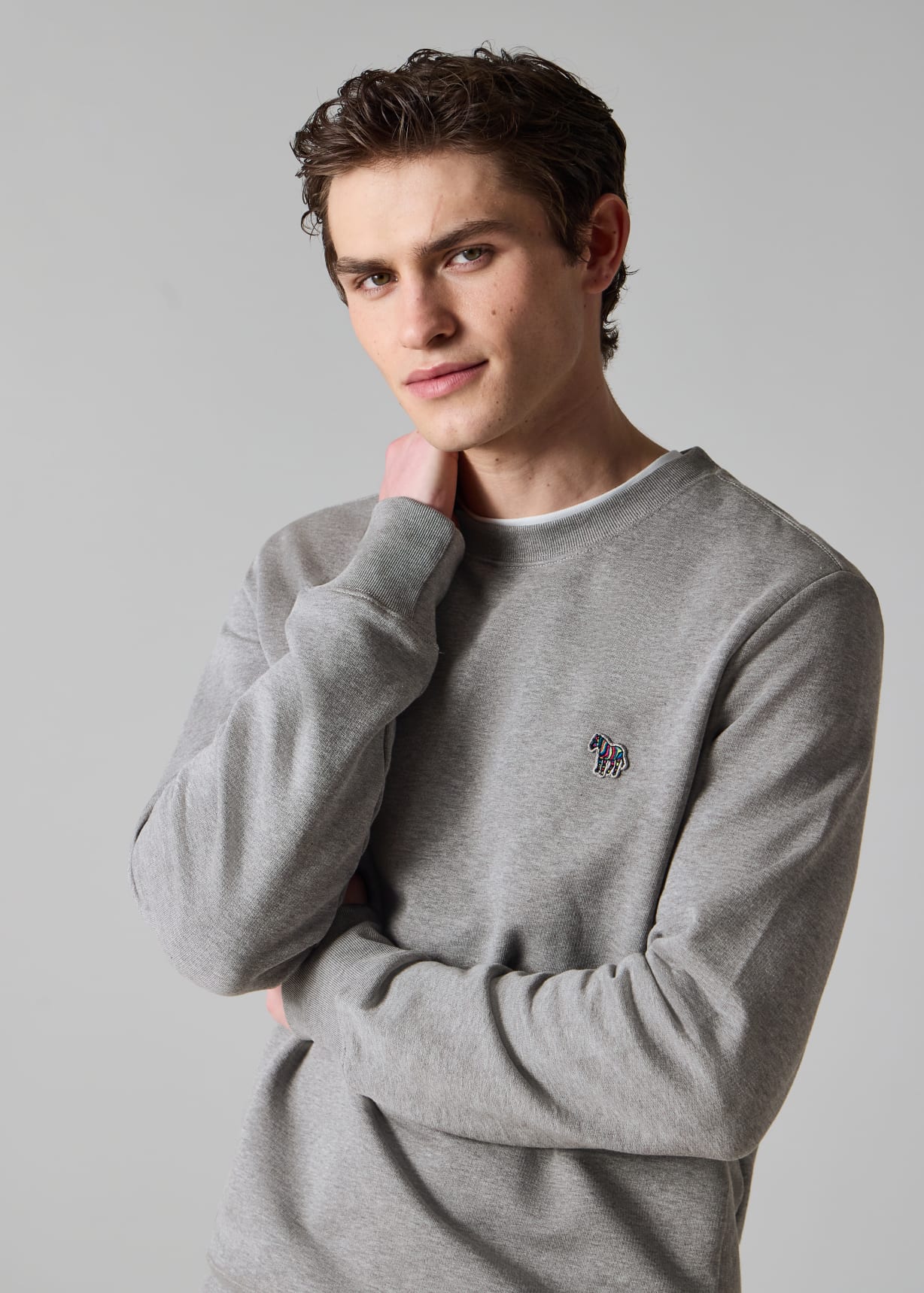 Men's Grey Cotton Zebra Logo Sweatshirt