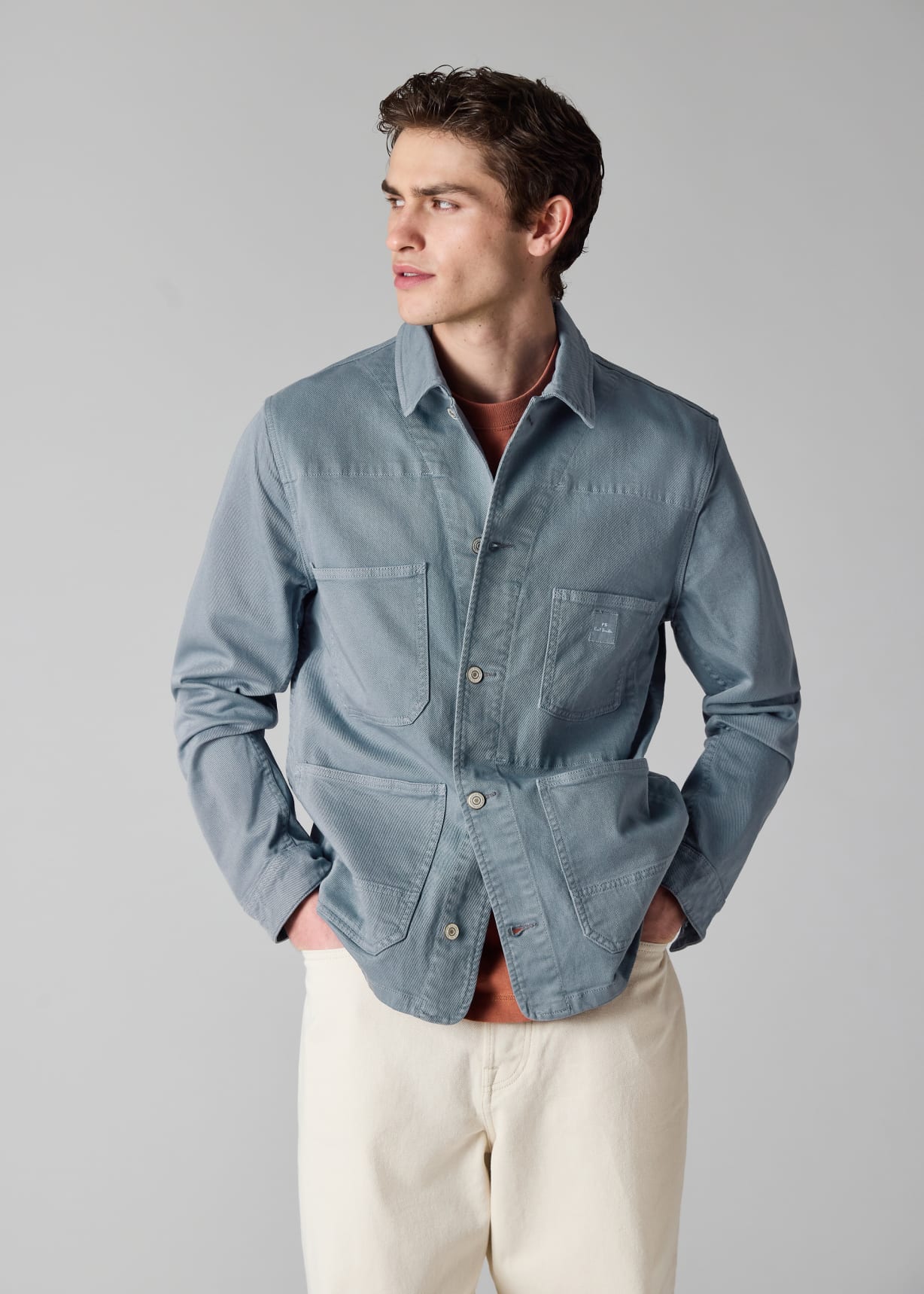 Men's Powder Blue Garment-Dyed Denim Work Jacket