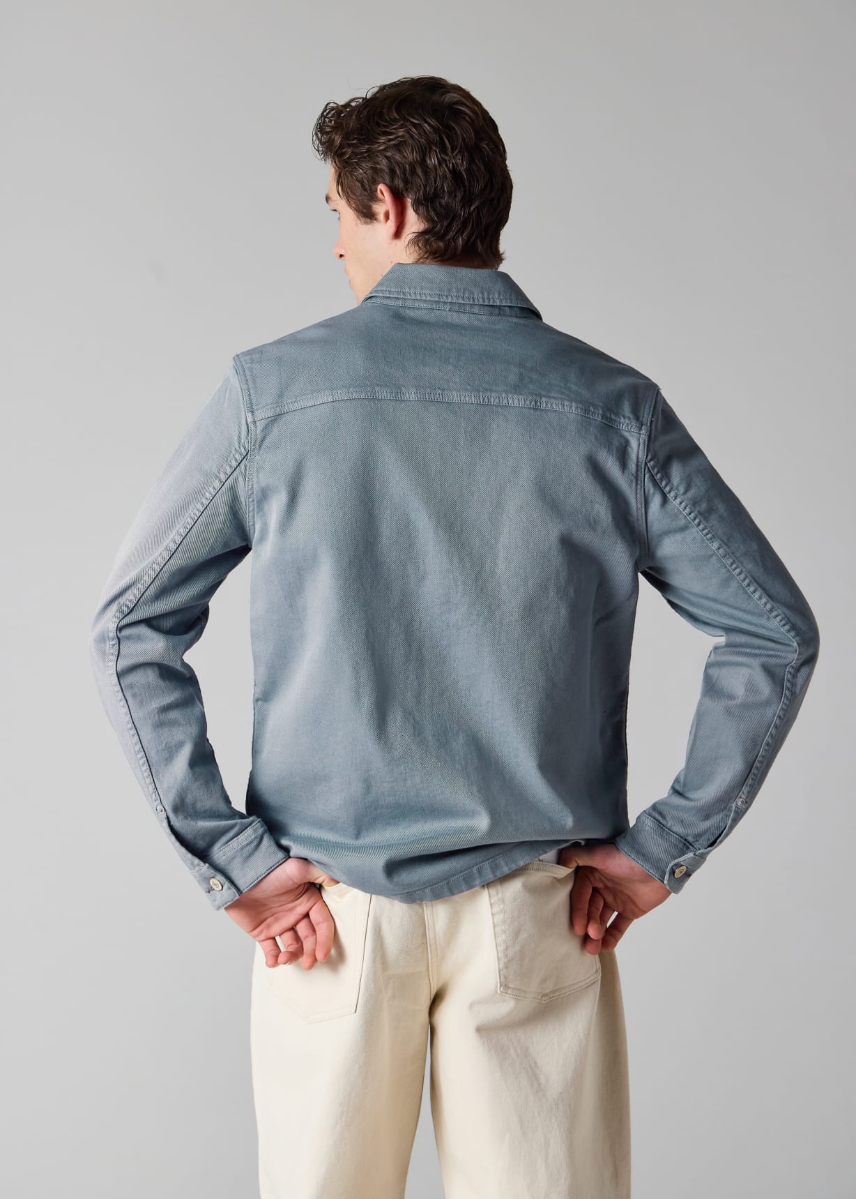 Men's Powder Blue Garment-Dyed Denim Work Jacket