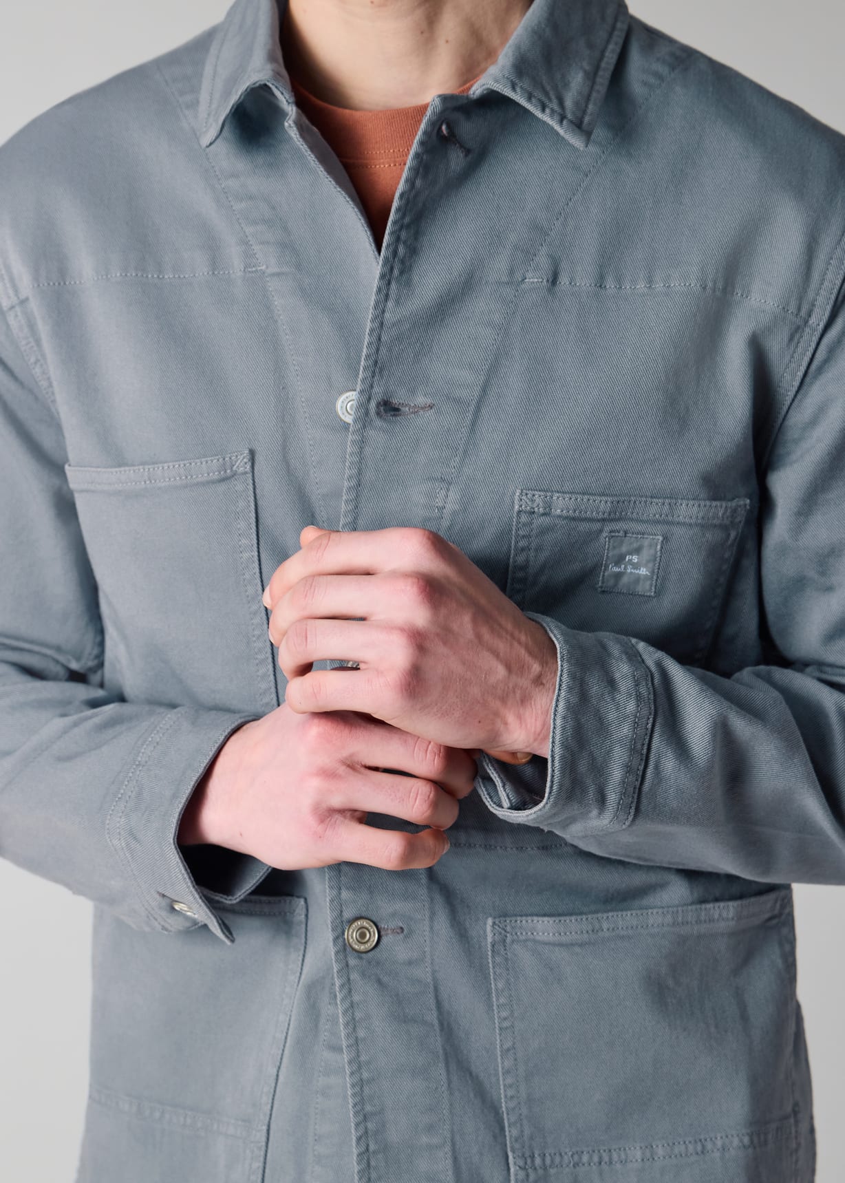 Men's Powder Blue Garment-Dyed Denim Work Jacket