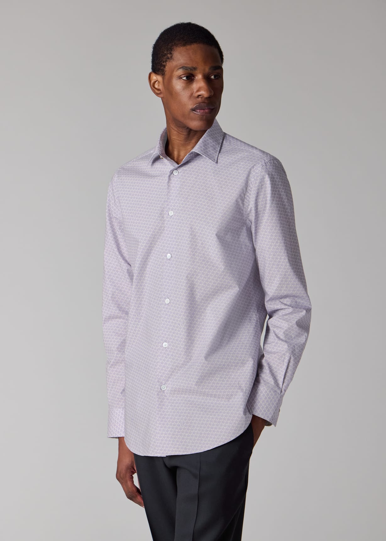 Men's Tailored-Fit Lilac 'Cars and Camels' Shirt