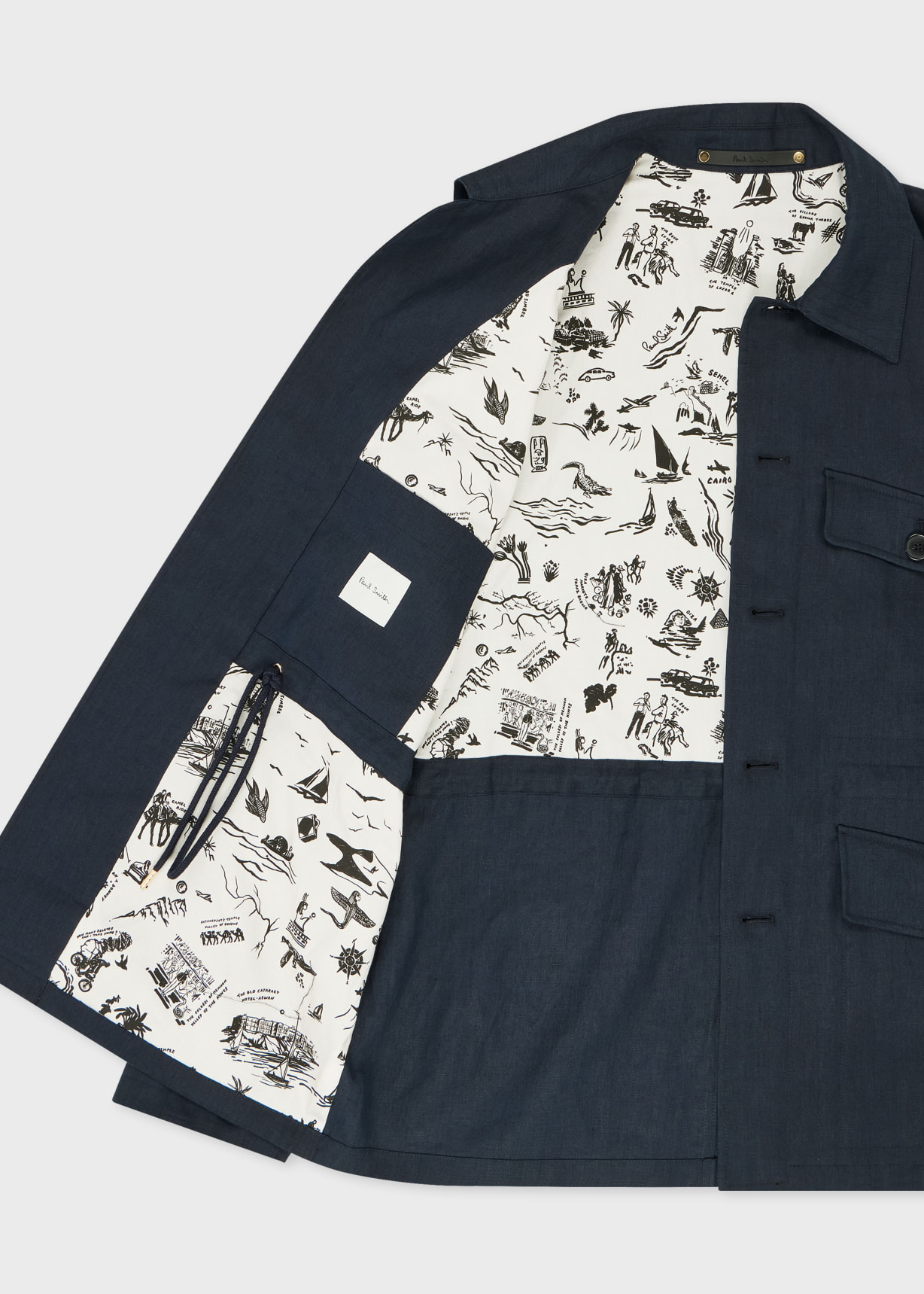 Men's Navy Linen Field Jacket