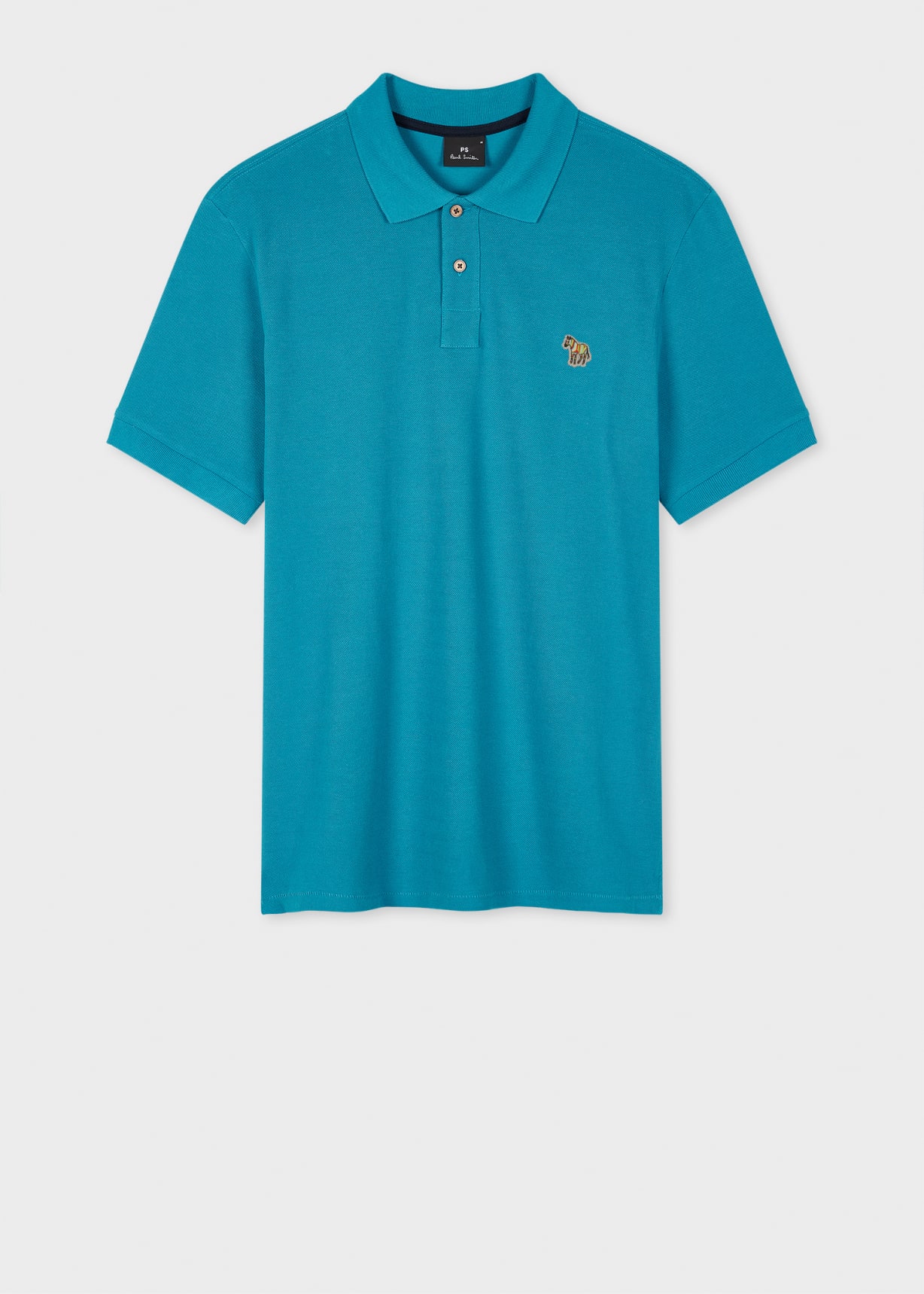 Men's Teal Blue Organic Cotton Zebra Polo Shirt