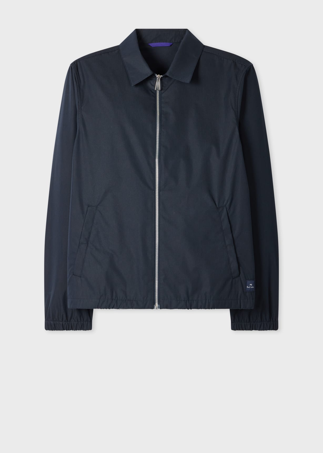 Men's Navy Cotton-Blend Zip Jacket