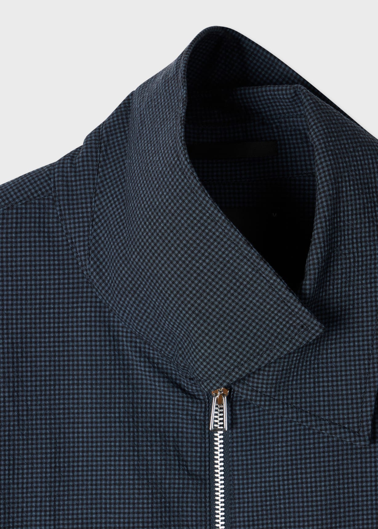 Men's Blue Seersucker Check Zip Shirt Jacket