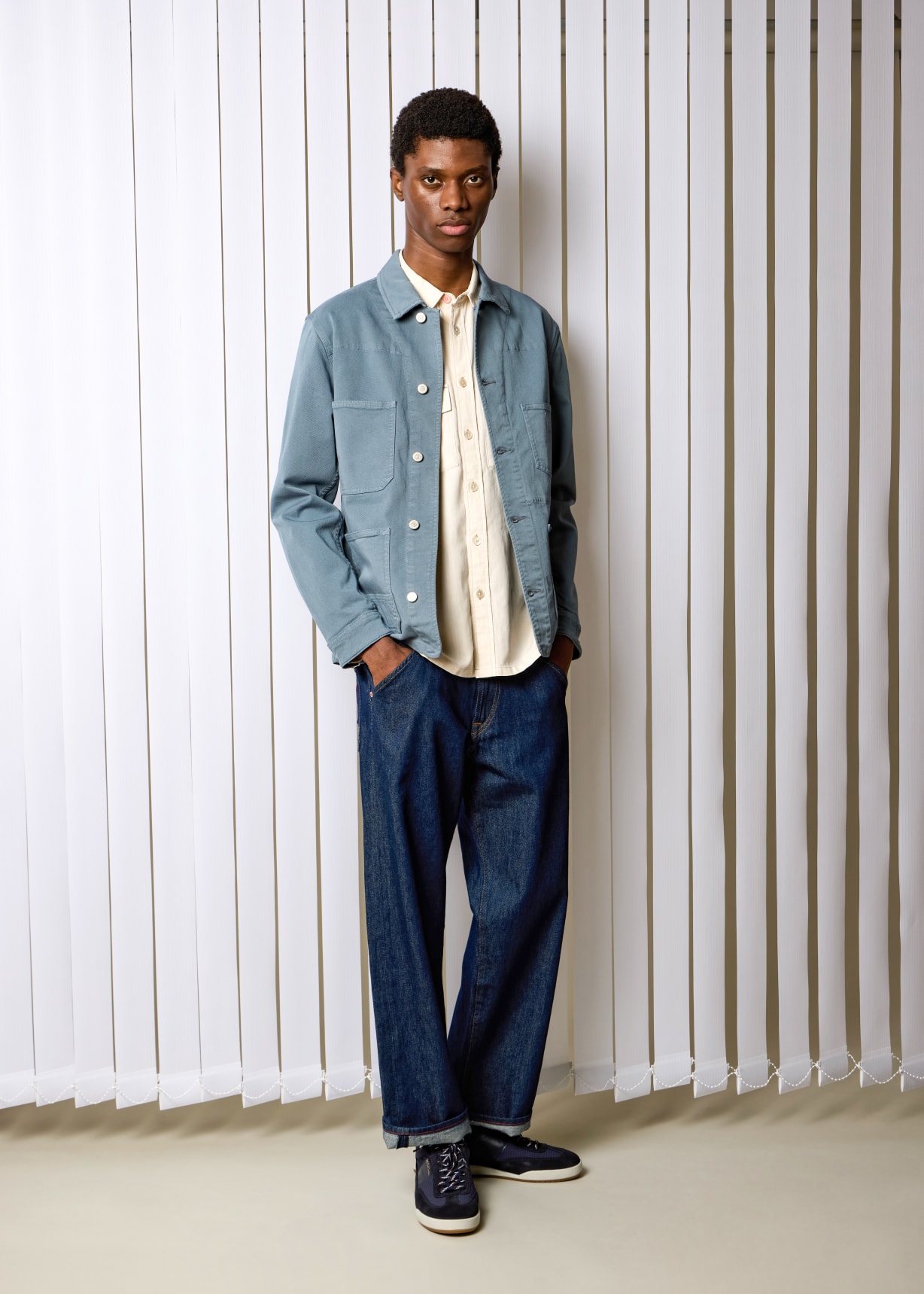 ジャケット・アウター Paul Smith denim Napoleon jacket 40 Men's Powder Blue Garment-Dyed Denim Work Jacket