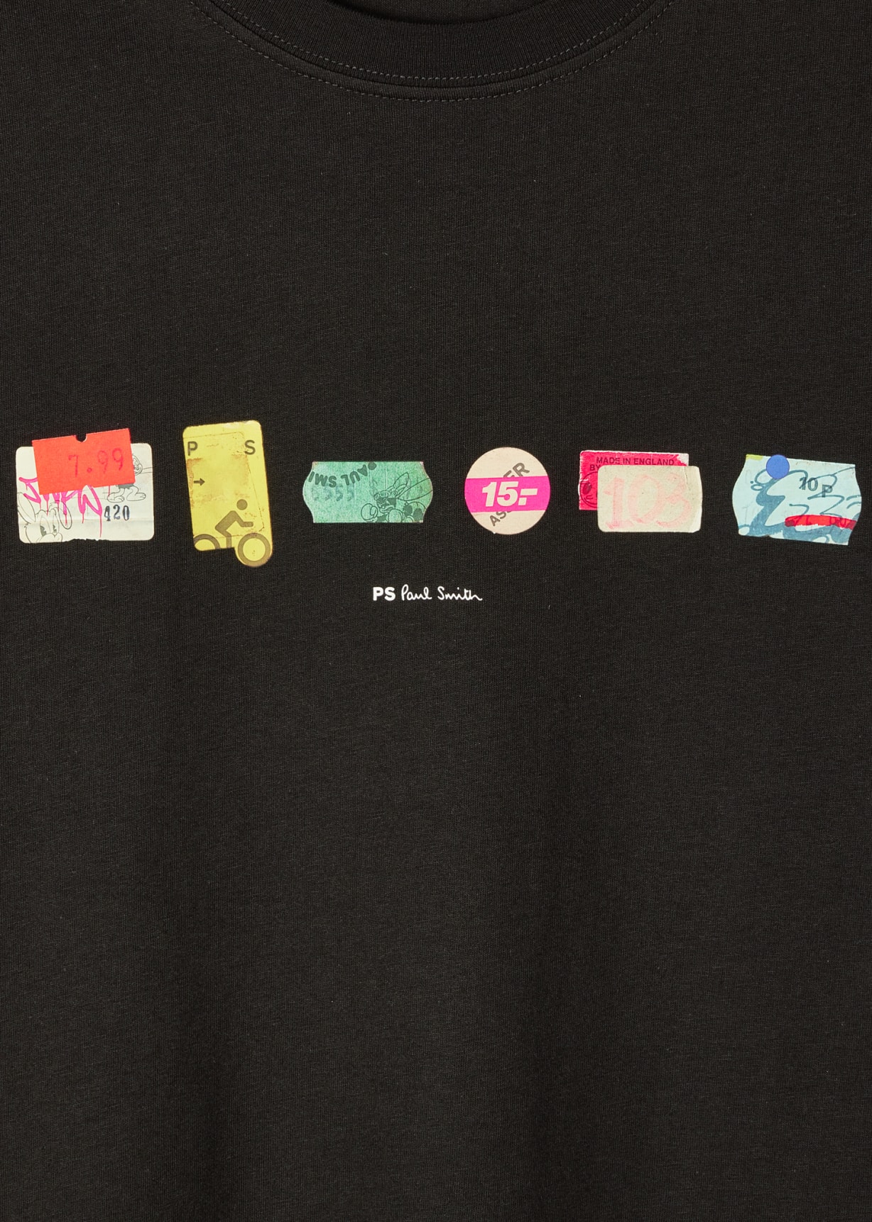 Men's Black 'Stickers' Print T-Shirt