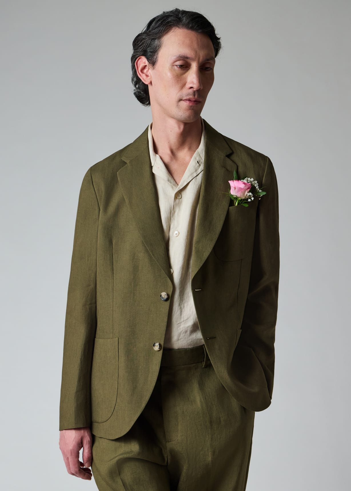 Khaki Linen Suit