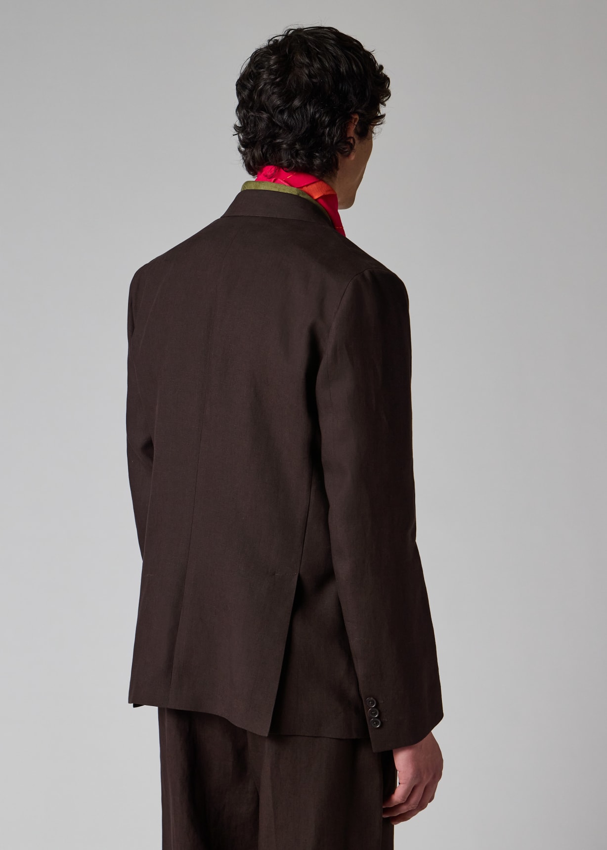 Men's Aubergine Linen Double-Breasted Blazer