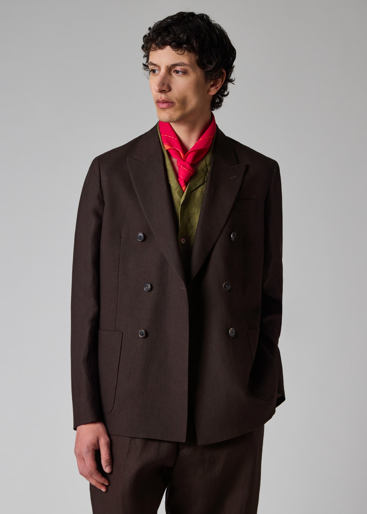 【Paul Smith】20AW double Tailored JKT Men's Aubergine Linen Double-Breasted Blazer