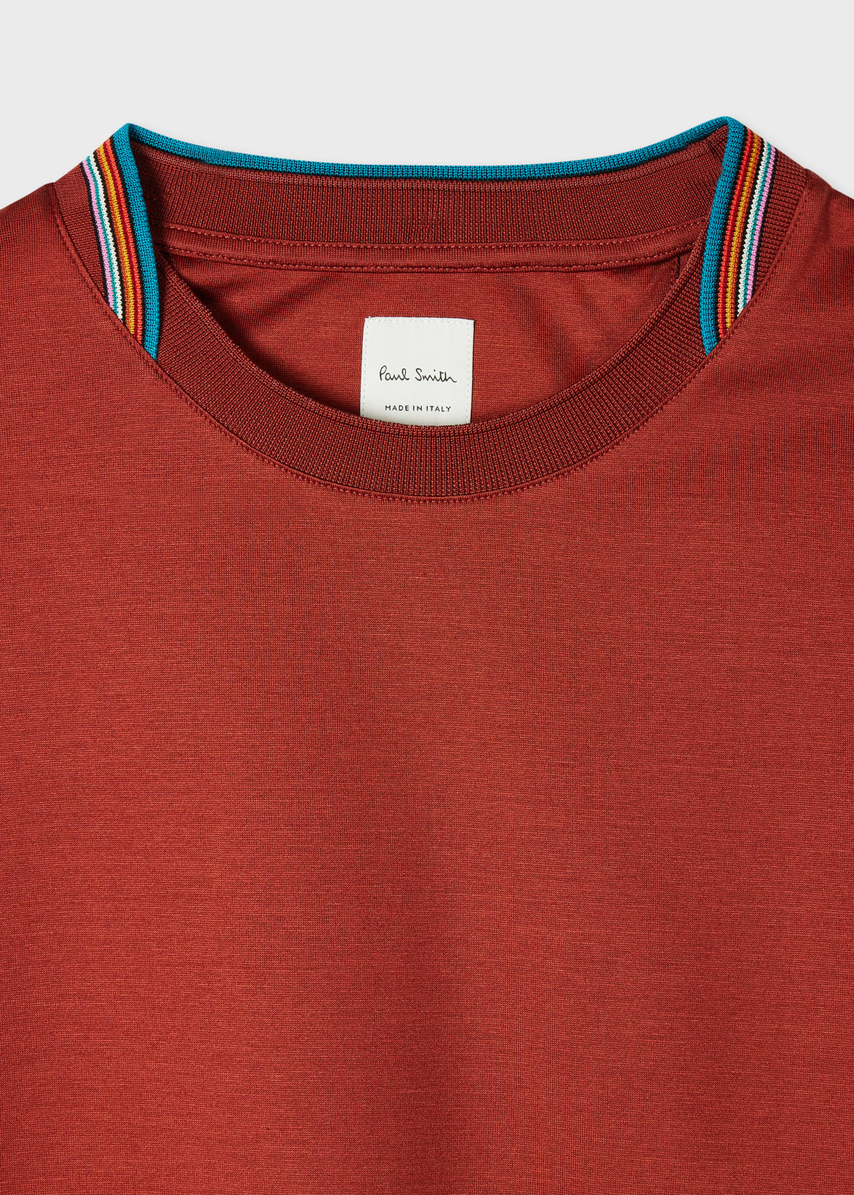 Rust Red 'Signature Stripe' Collar T-Shirt