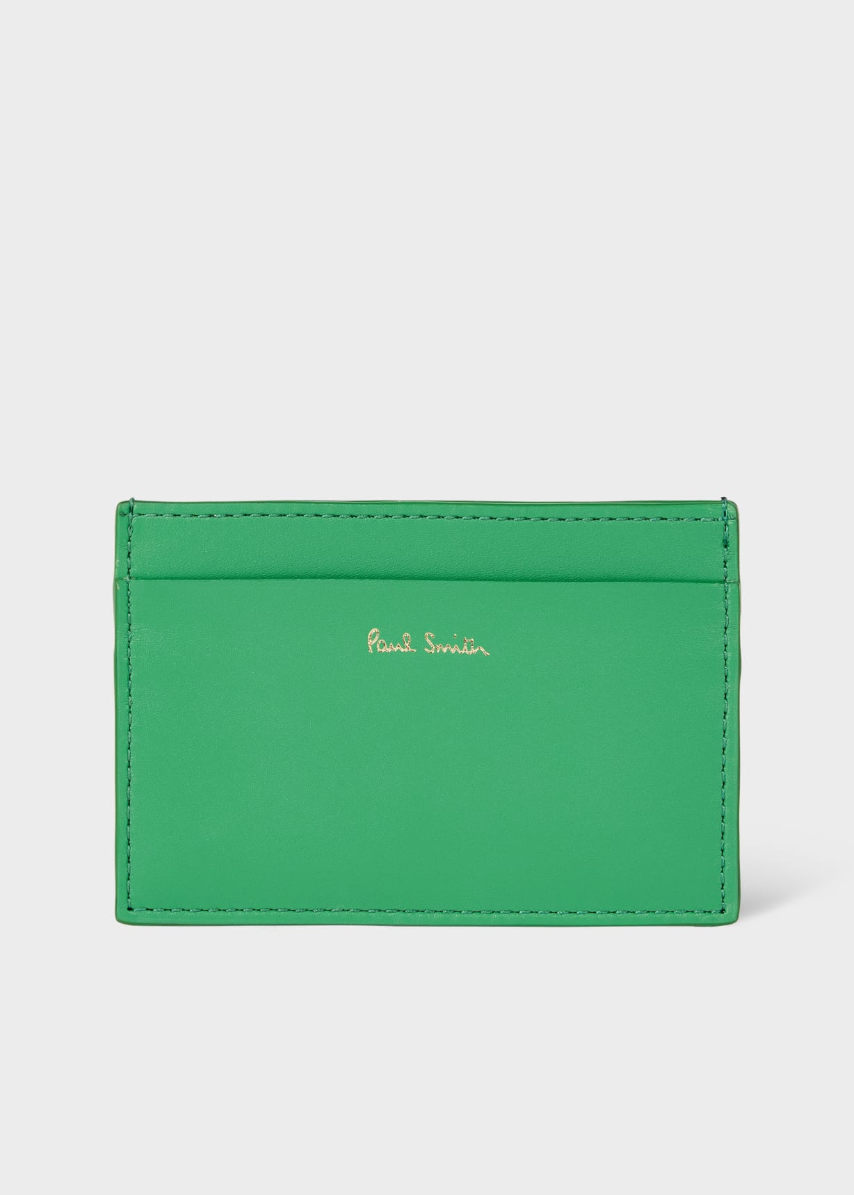 Green Leather 'Signature Stripe' Card Holder