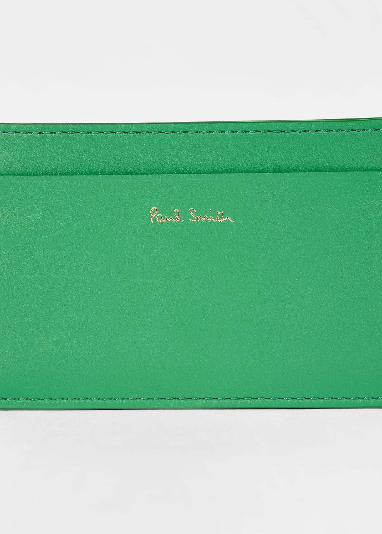 Green Leather 'Signature Stripe' Card Holder