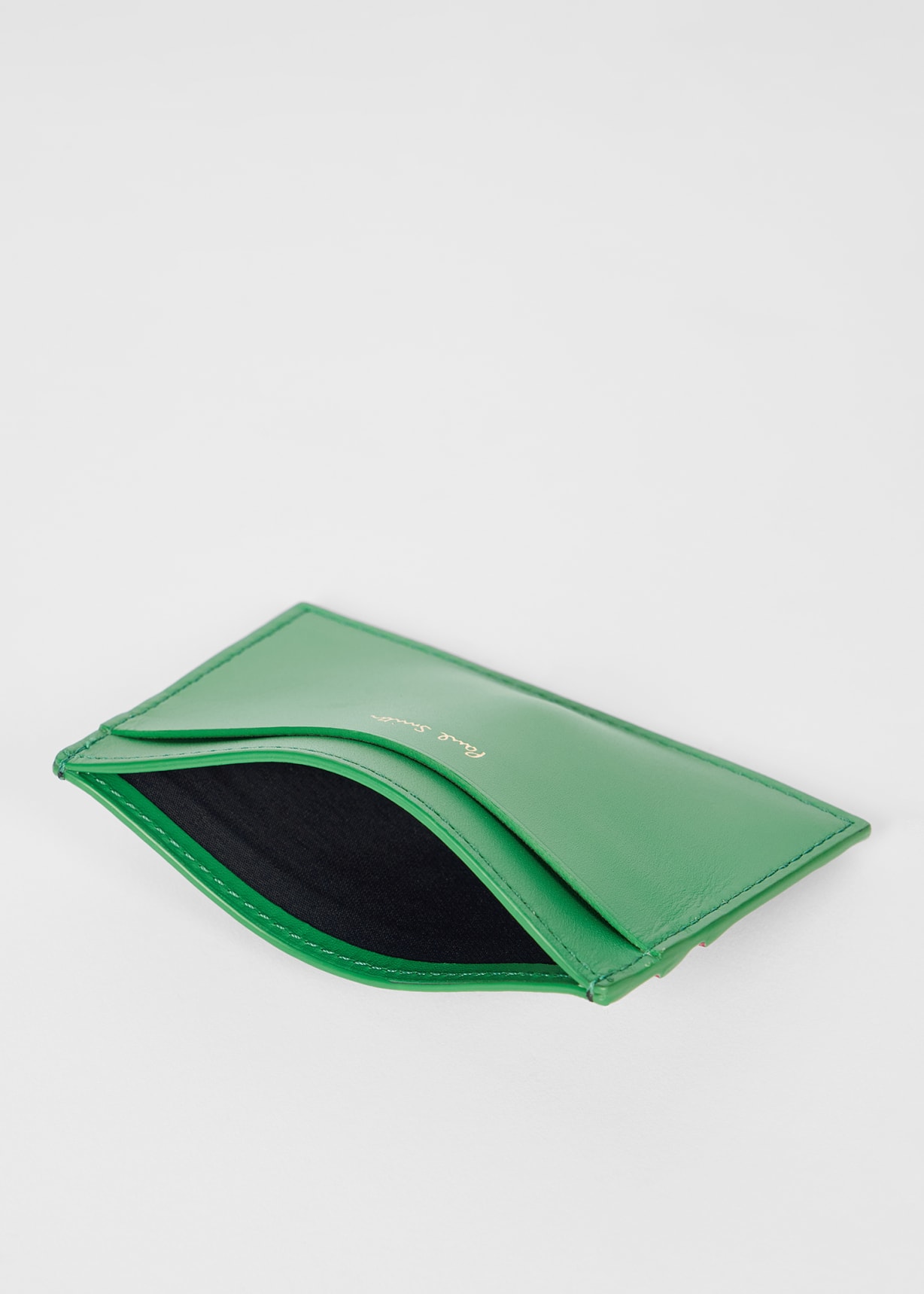 Green Leather 'Signature Stripe' Card Holder