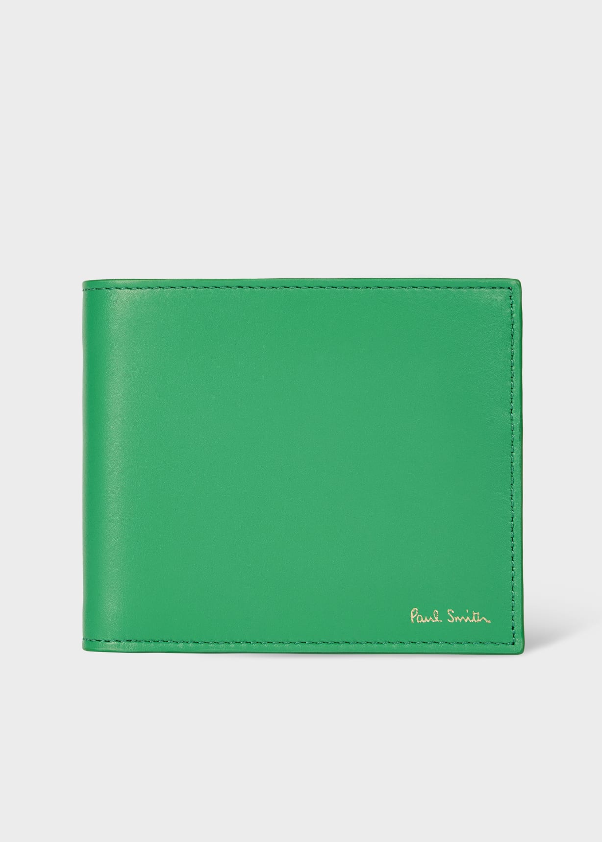Green Leather 'Signature Stripe' Interior Billfold Wallet