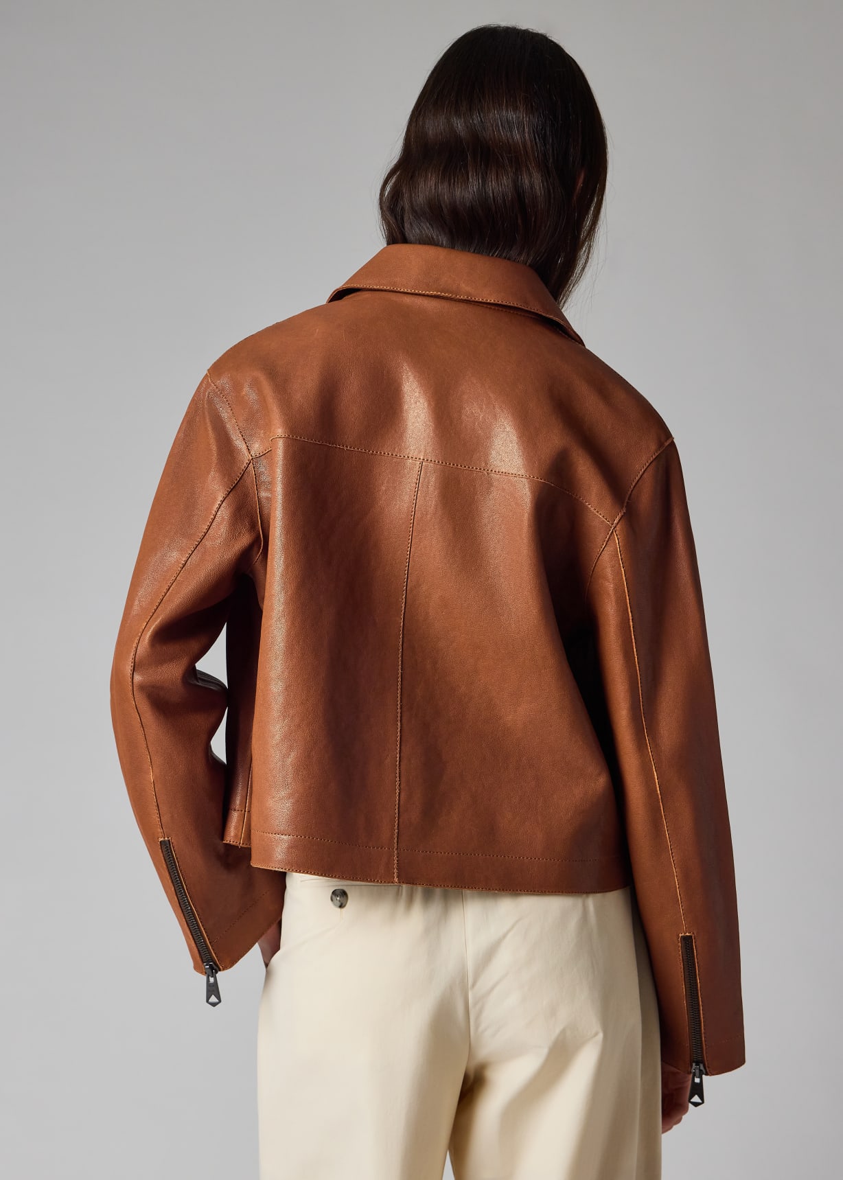 Women's Tan Leather Jacket Paul Smith