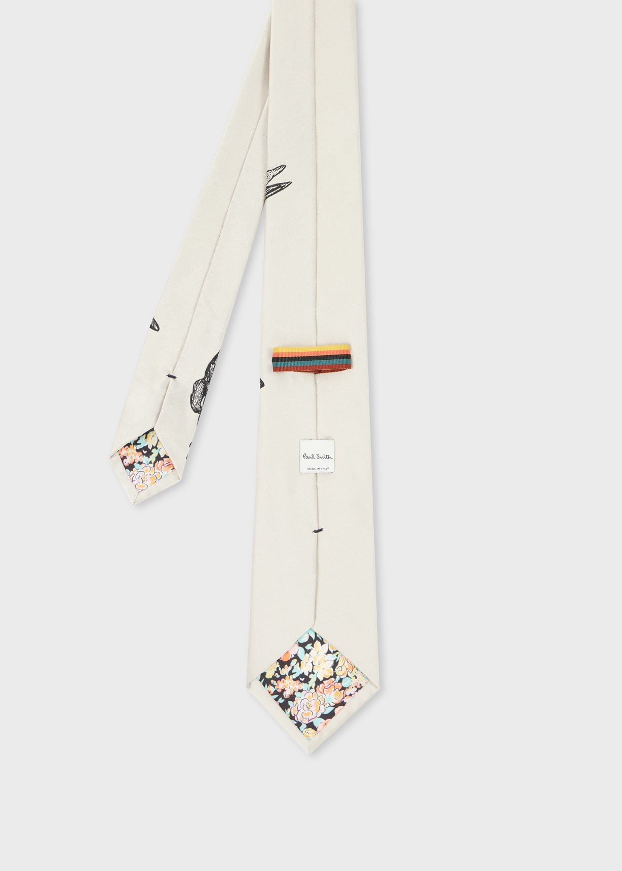 White 'Rabbit' Jacquard Silk Tie