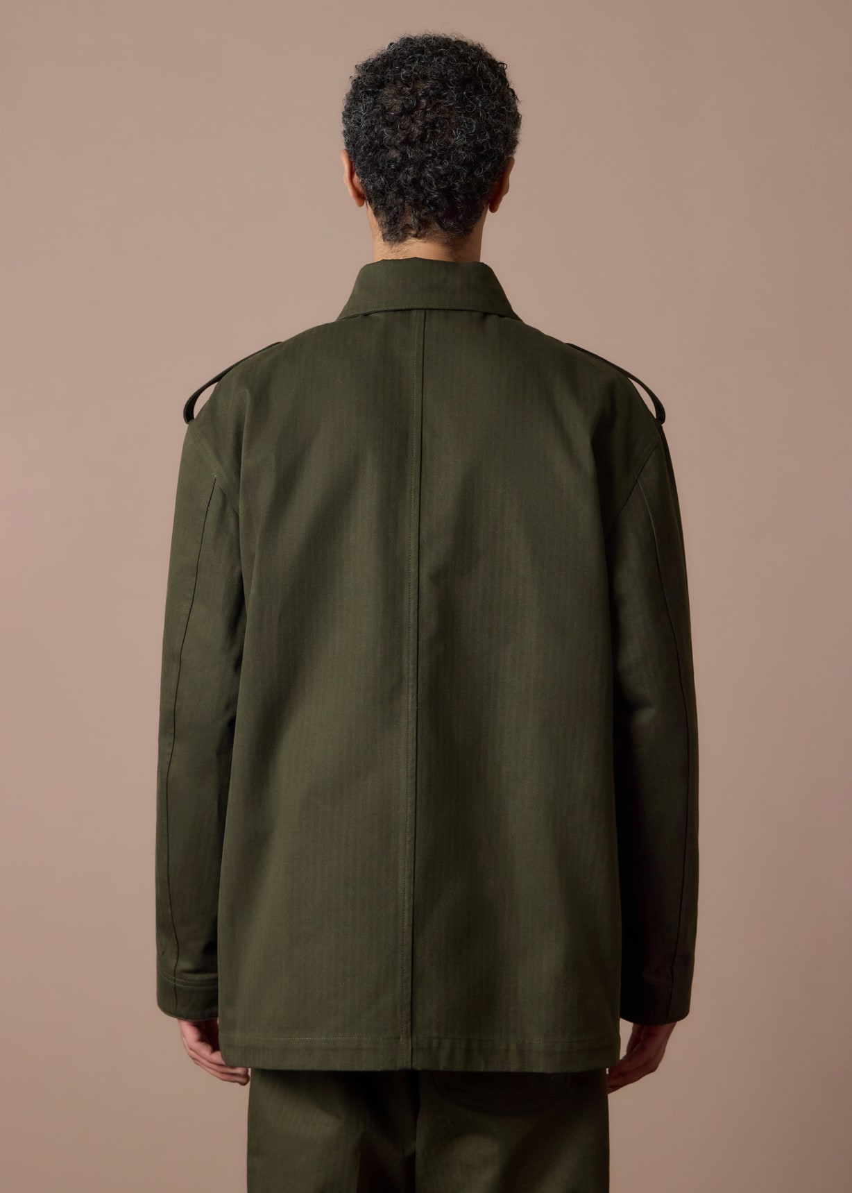 Khaki Cotton Herringbone Field Jacket