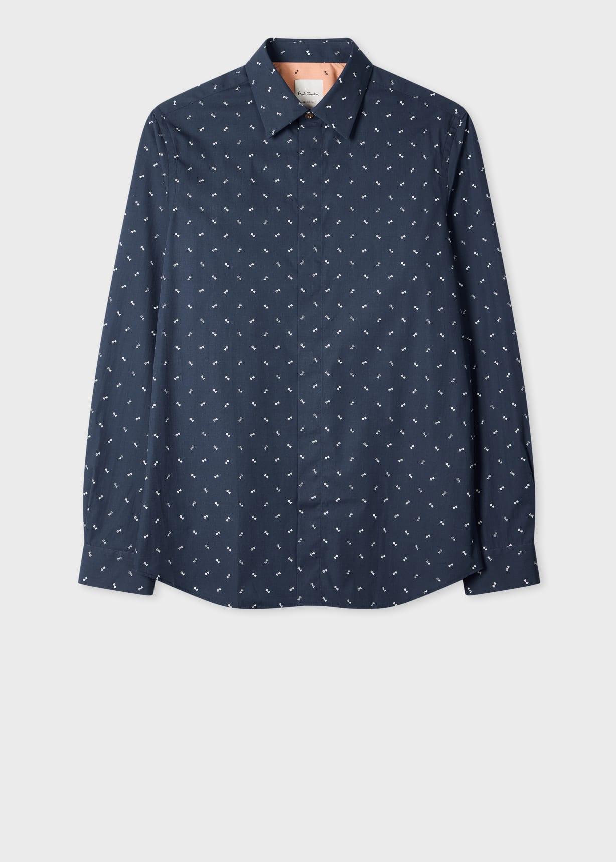 Paul Smith シャツ Men's Slim-Fit Navy Ditsy Key Print Shirt