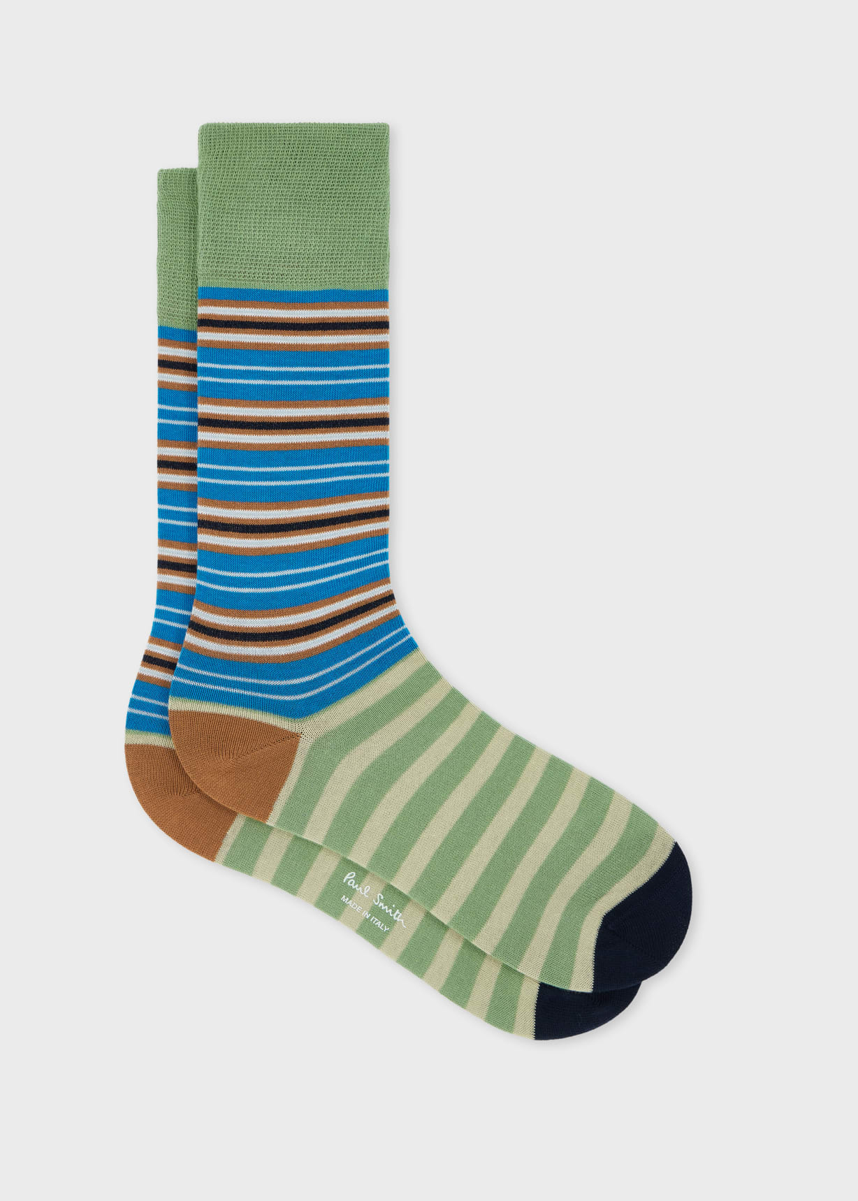 Men's Blue and Green Mixed Stripe Socks