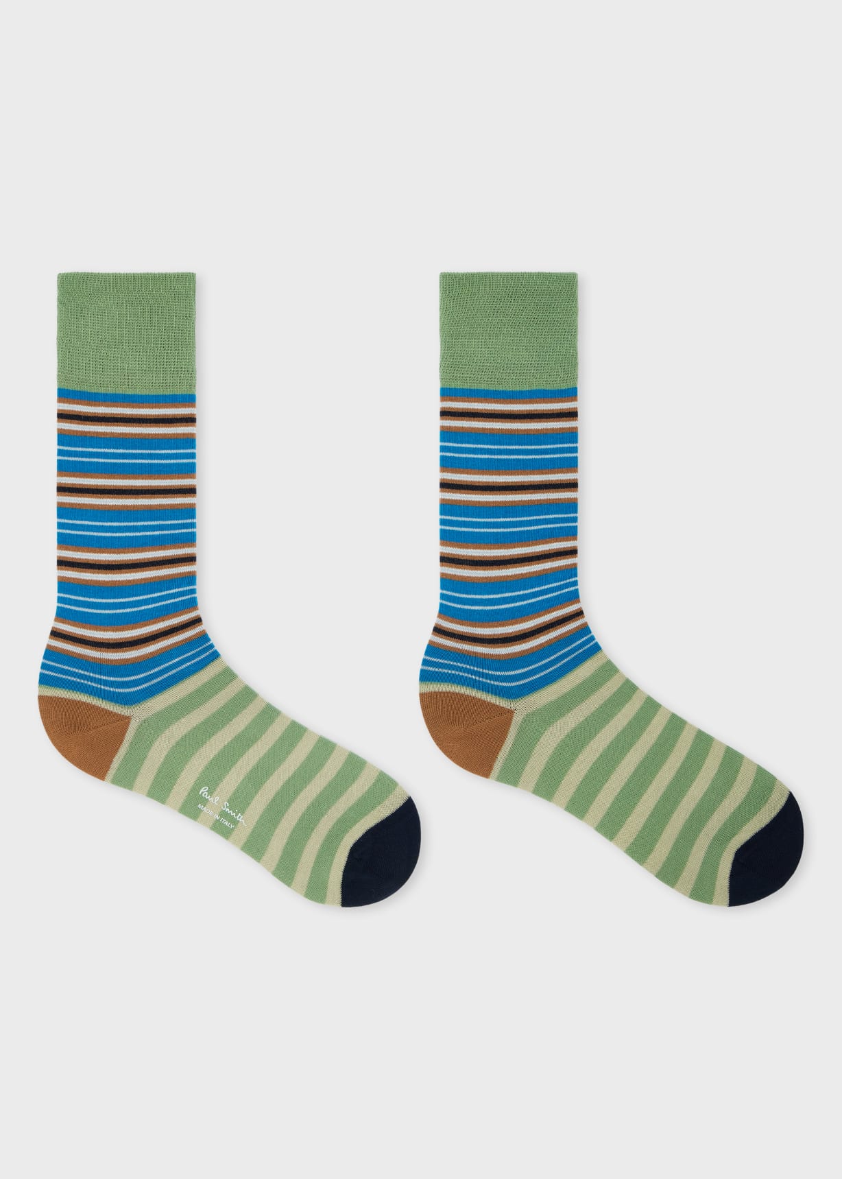 Men's Blue and Green Mixed Stripe Socks