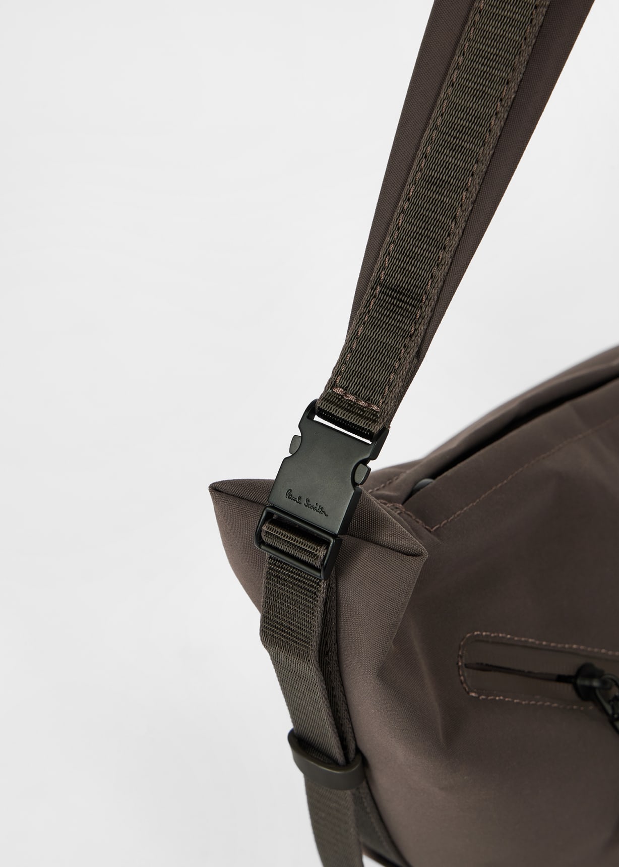 Mauve Nylon Sling Cross Body Bag with Leather Trims