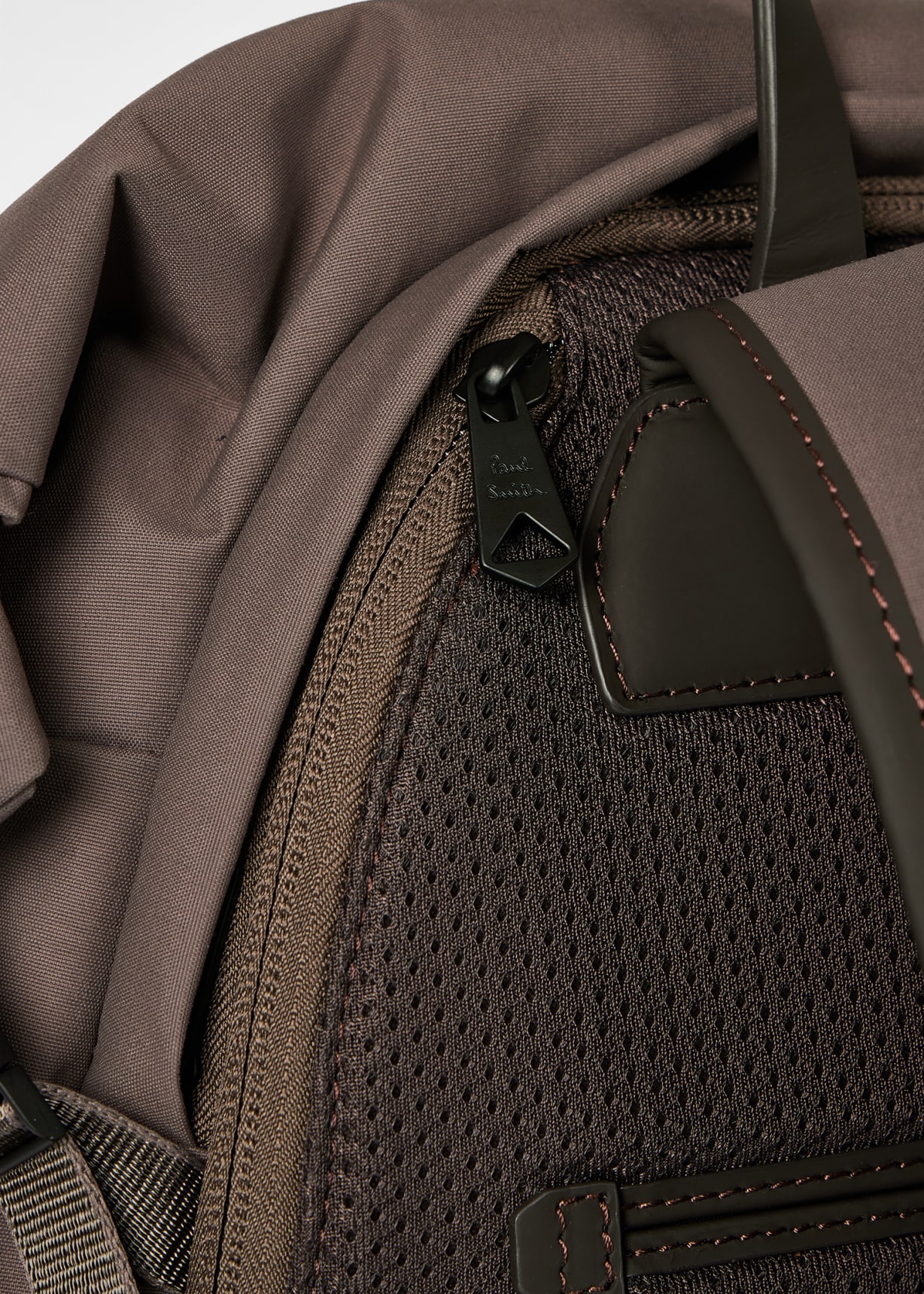 Mauve Nylon Backpack with Leather Trims