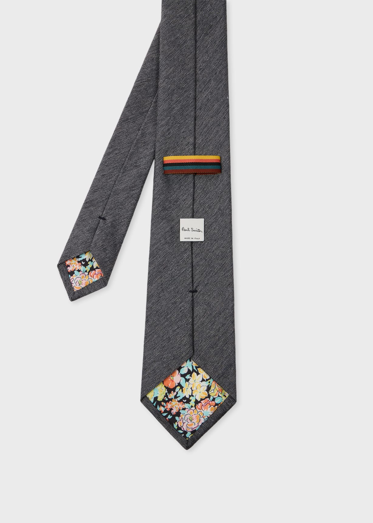 Men's Grey Silk-Wool Blend Textured Tie