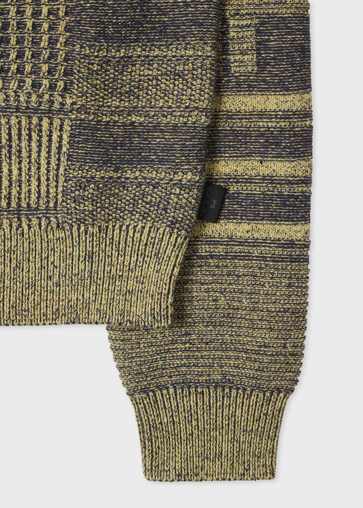 Men's Lime 'Patchwork' Cotton-Blend Sweater