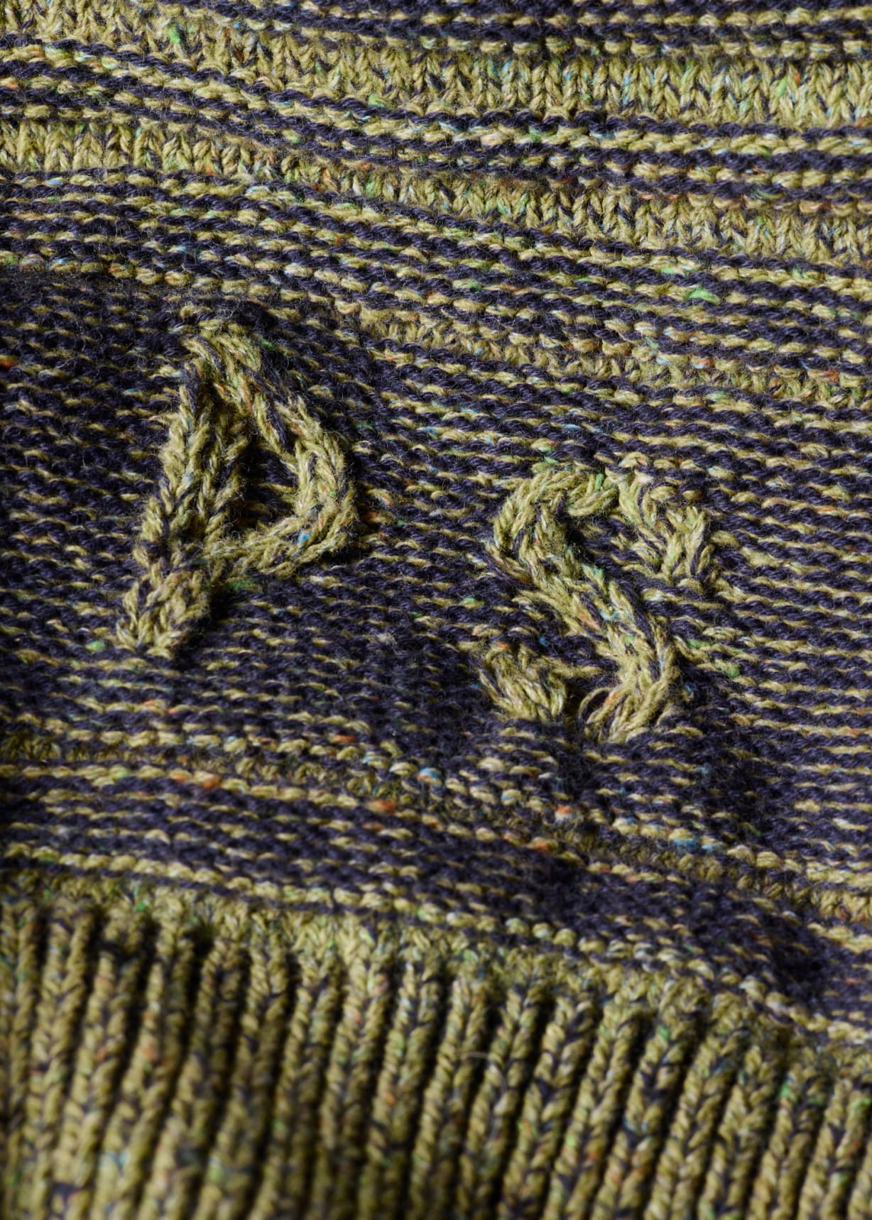 Men's Lime 'Patchwork' Cotton-Blend Sweater