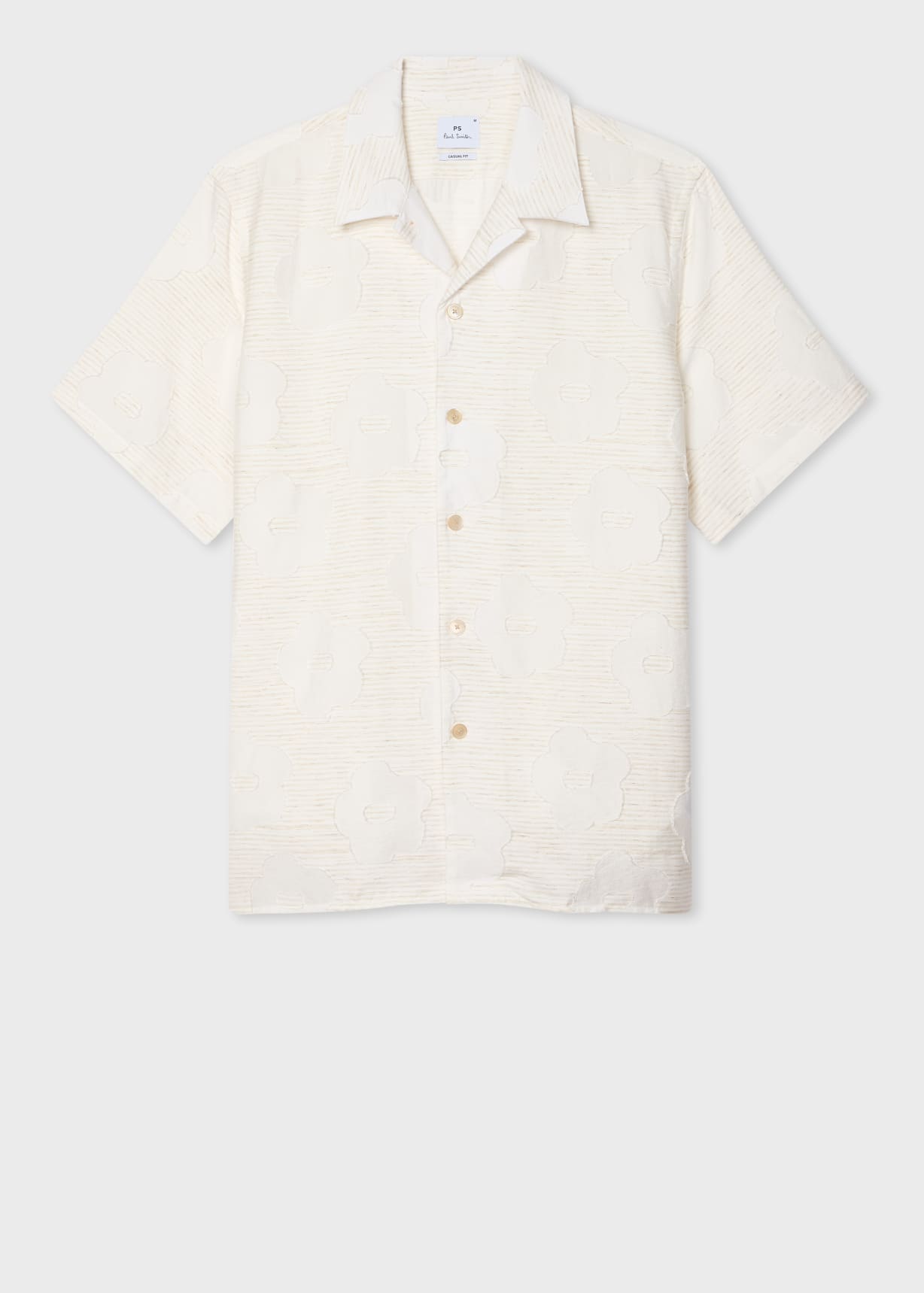 Men's Ecru 'Zine Floral' Fil Coupe Shirt