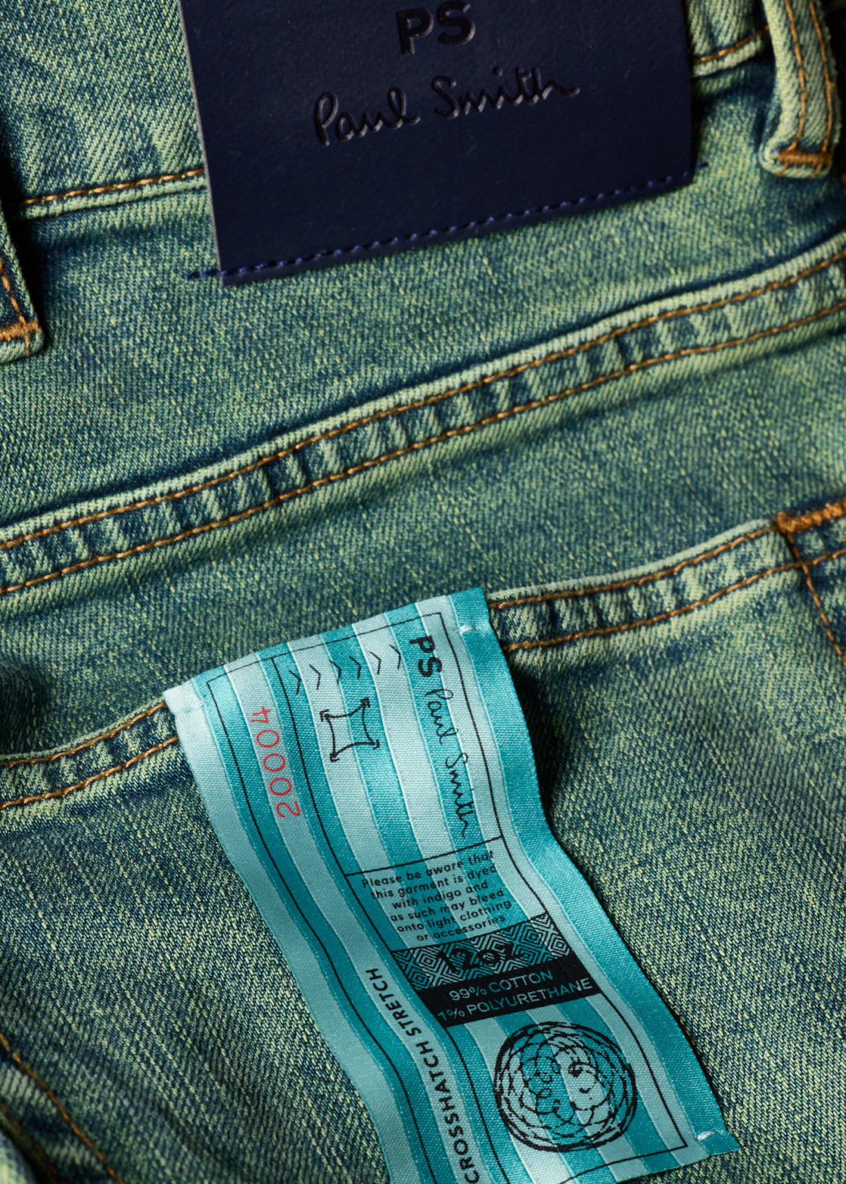 Men's Relaxed-Fit Yellow Tint Crosshatch Stretch Jeans