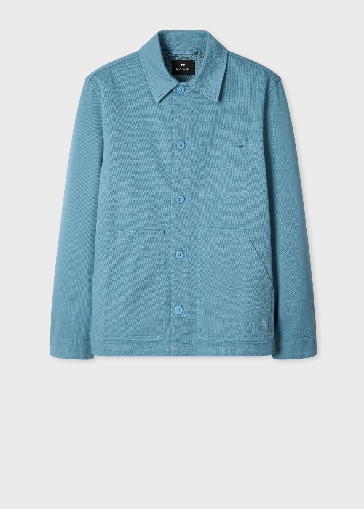 Pale Blue Garment-Dyed Cotton Chore Jacket