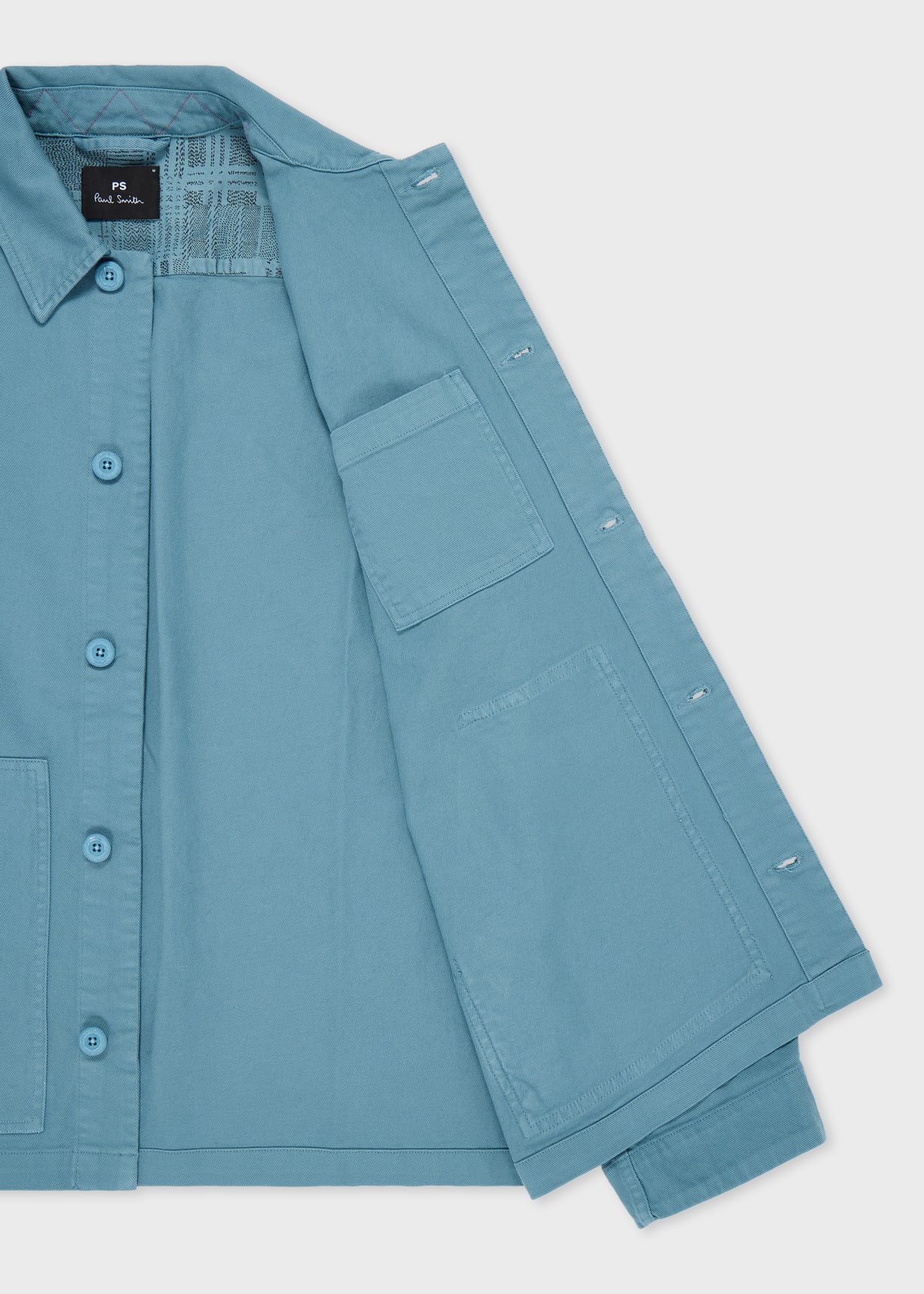 Pale Blue Garment-Dyed Cotton Chore Jacket