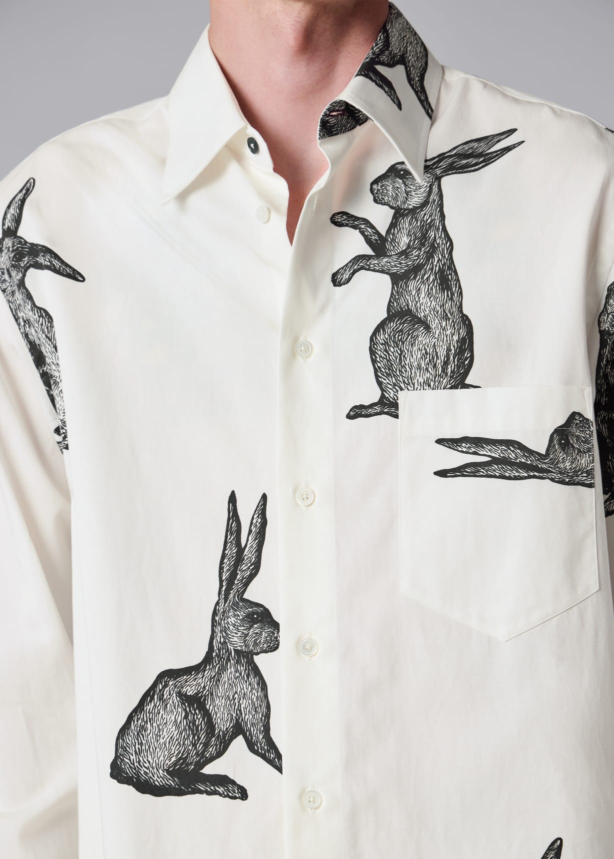 Men's White 'Rabbit' Print Shirt