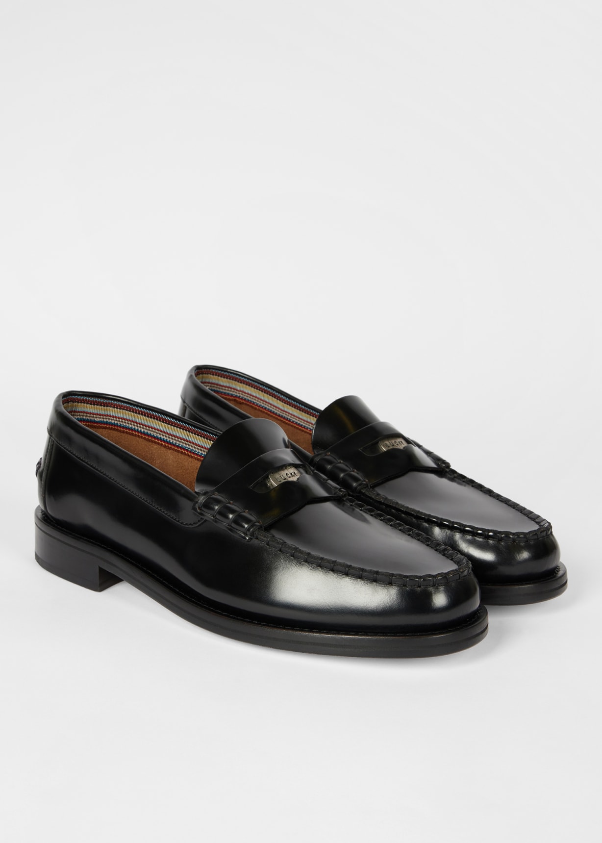 新品☆Paul Smith ベルベット調 ローファー☆ブラック☆L 26,5㎝ Men's Black High-Shine Leather 'Rialto' Loafers