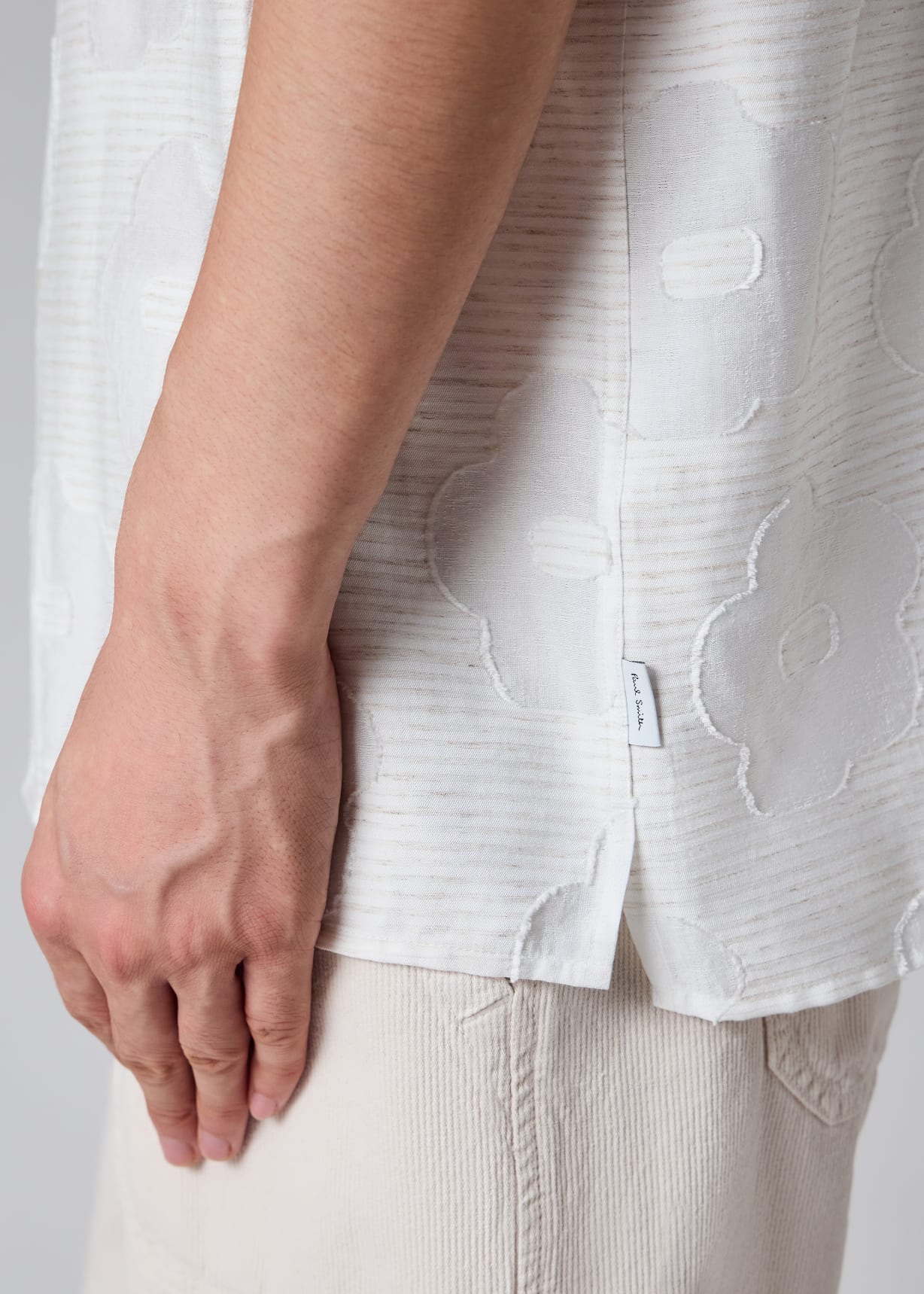 Men's Ecru 'Zine Floral' Fil Coupe Shirt